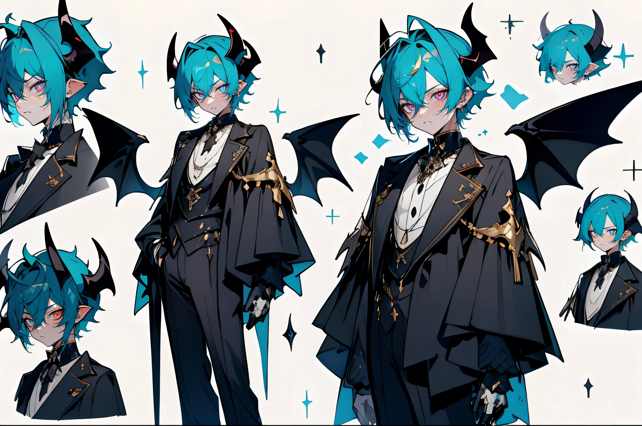 (boy:1.4),Shota，shoun,Demon Boy，Character design, Pubic area is clear,hyper HD, Exquisite,A masterpice，opulent，(scowl, jitome, glaring:0.7), slit pupils, mismatched pupils,