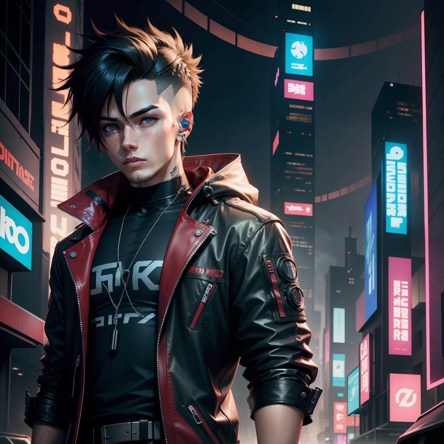 Cyberpunk anime male teenager