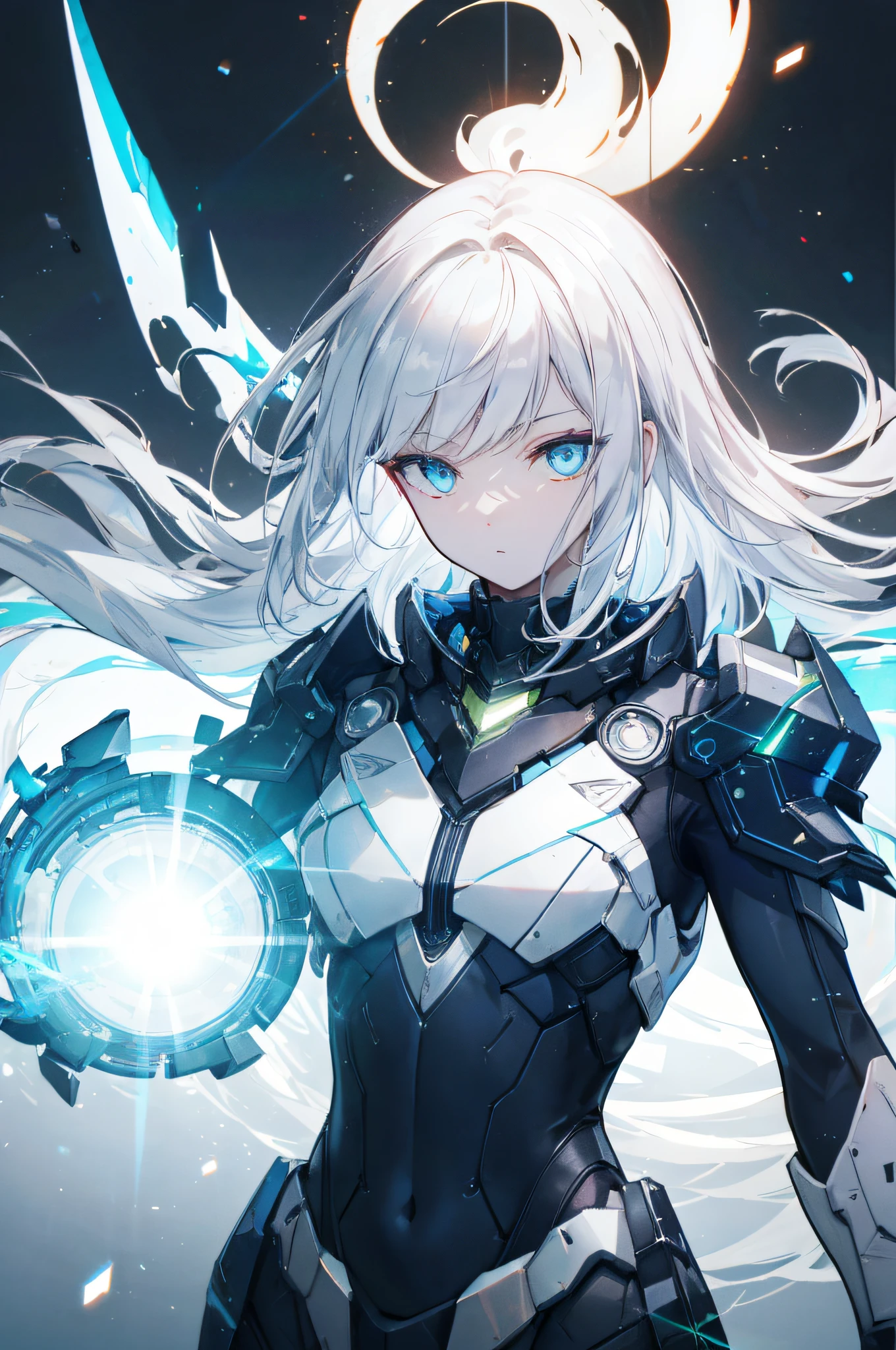 (Thick body:1.4), (long white hair:1.4), blue color eyes, HDR(HighDynamicRange), Ray traching, NVIDIA RTX, Hyper-Resolution, Unreal 5, sub surface scattering, PBR Texture, Post-processing, Anisotropic filtering, depth of fields ,Maximum clarity and sharpness, Many-Layer Textures, Albedo e mapas Speculares, Surface Coloring, Accurate simulation of light-material interactions, rendering by octane, twotonelighting, Low ISO, White balance, trichotomy, Wide aperture, 8K RAW, Efficient sub-pixels, sub-pixel convolution, (Luminous Particle:1.4), {{tmasterpiece, best qualtiy, extremaly detailed cg, Unity 8k壁纸, 3D, cinmatic lighting, lens flare glow}},