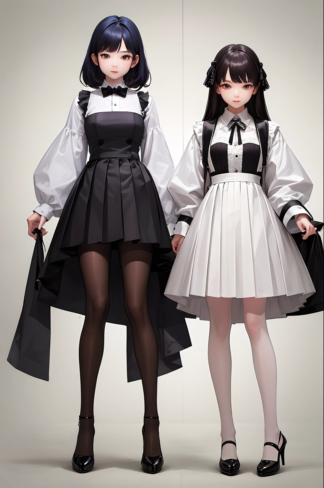 Best quality,tmasterpiece,超高分辨率,A pair of GGX heels,1girll,white shirt,tiese,a black pleated skirt,lacepantyhose,Correct anatomy,Single character,photorealestic