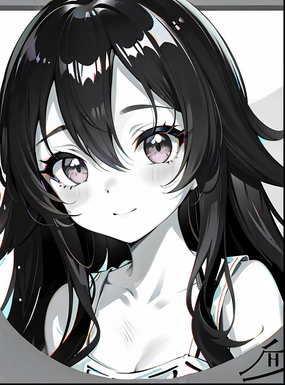 Black and white image of long hair girl, ( ( ( yoshinari yoh ) ) ), author:Hosomura Kane, nagatoro, yuruyuri, black and white manga page, slightly happy facial expression, black and white manga panel, !face, she has a cute expressive face, (winking)