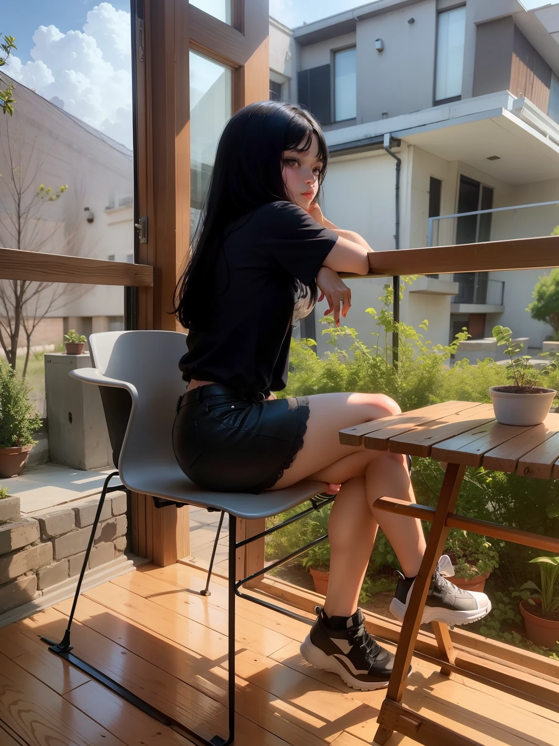 Beautiful girl with black hair