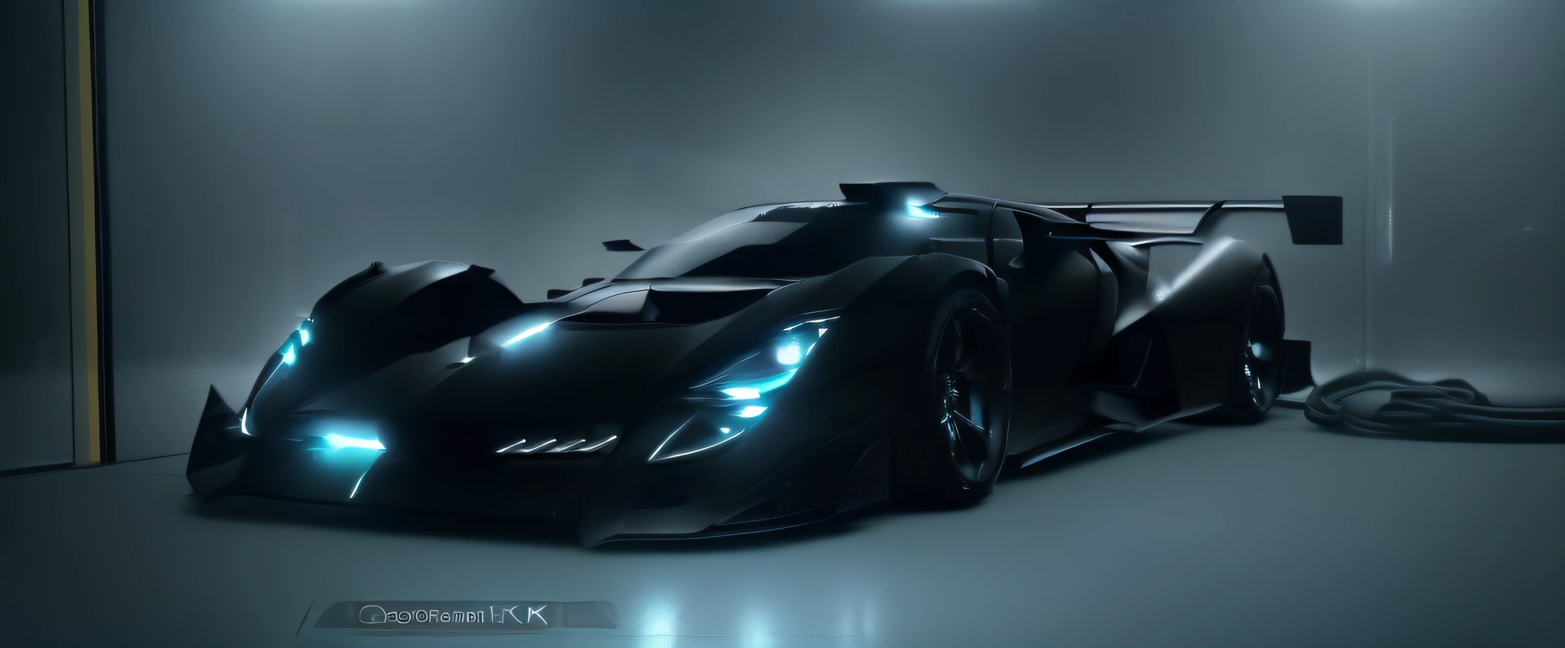 There was a black car parked in the tunnel, ((((rendering by octane, glass and metal : : onyx, hyperealistic octane render, black octane render, High octane rendering, vehicle concept photo!!, rendered in octane render, prototype car, 8 k octane detailed render, Realistic. rendering by octane, octane 4 k render, octane 4k render