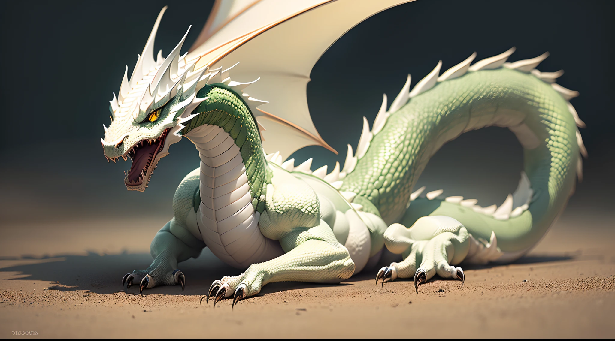 Green-eyed white dragon