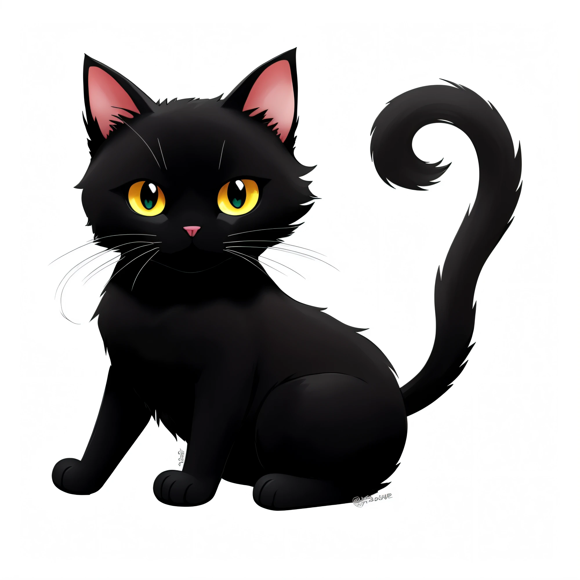 Cartoon black cat with yellow eyes sitting on the ground, anime cat, realistic anime cat, anime visual of a cute cat, Black cat, warrior cat fan art, with glowing yellow eyes, Cat. Digital Painting, warrior cats, a cute little cat, sora as a cat, Cute digital art, very beautiful cute catgirl, cute anime catgirl, Cute cat, create sticker