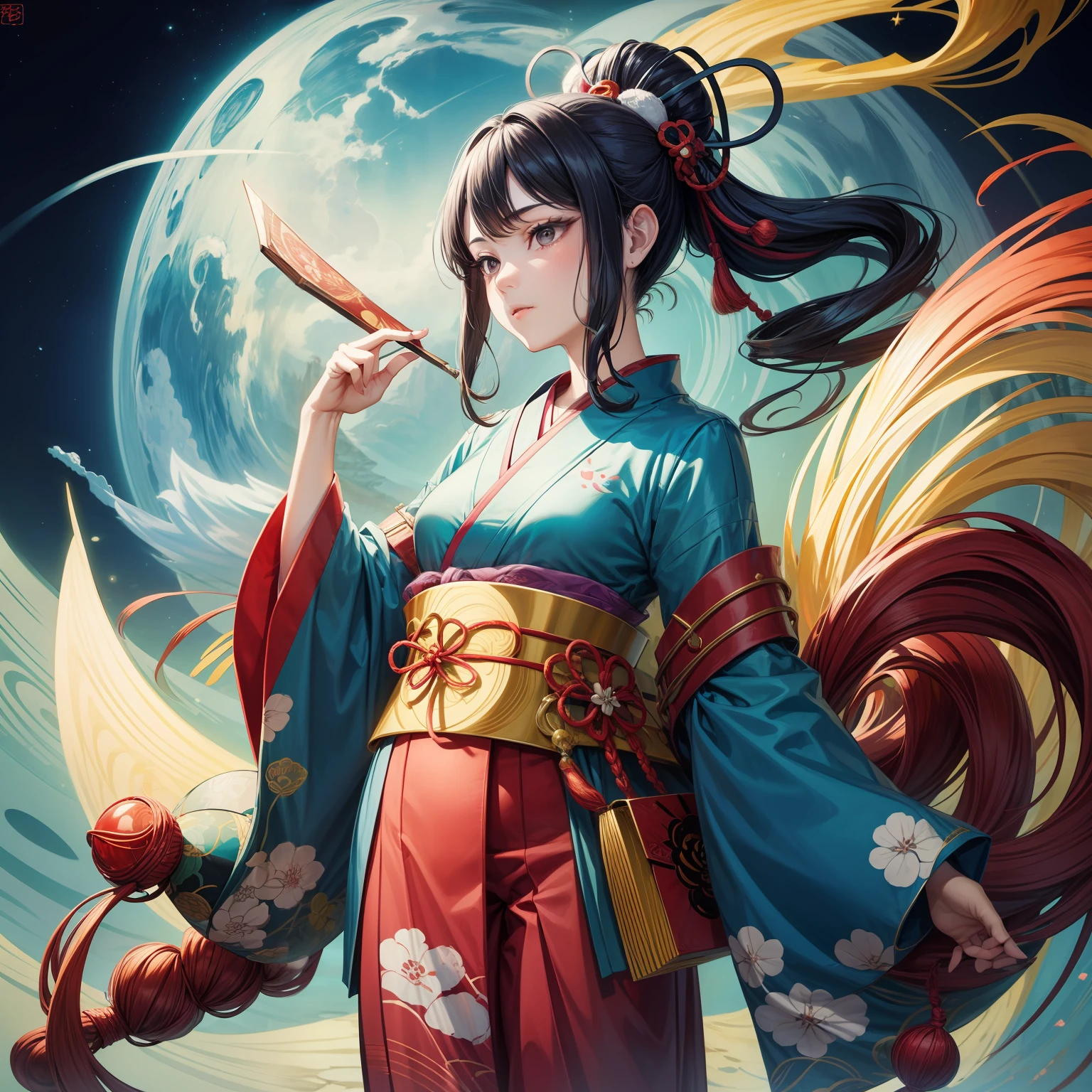 Ukiyo-e style　surreal　wondrous　strange　Whimsical　absurderes　fanciful　Sci-Fi Fantasy　The World of Five Boxes