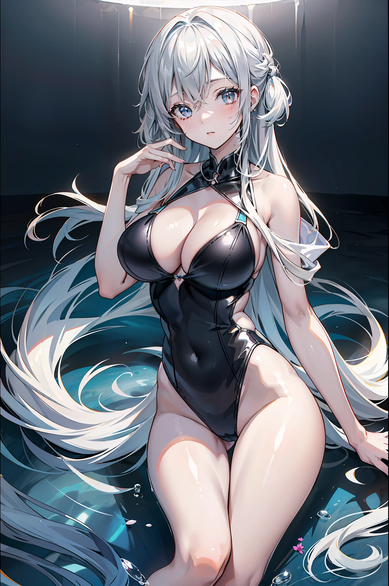 8K,realisticlying,Glamorous,The is very detailed,A 20-year-old girl, a sexy and charming woman, Inspired by swimwear,Put on a nice swimsuit。She dresses to show sexiness and confidence,The perfect expression of the power and charm of swimwear。With the hospital as the background,It creates a unique atmosphere,Highlight her bravery and perseverance。The cloudy sky adds a touch of tension and mystery to the entire scene。This one is high definition、High-quality images will give you a stunning visual experience,The meticulous hospital and shiny swimsuits will keep your eyes open。oc rendered,dramatic lights,Award-winning quality,Has an extremely elegant body、Huge and deep chest,Cover your breasts,huge tit,There is water on the body,Raised clothes