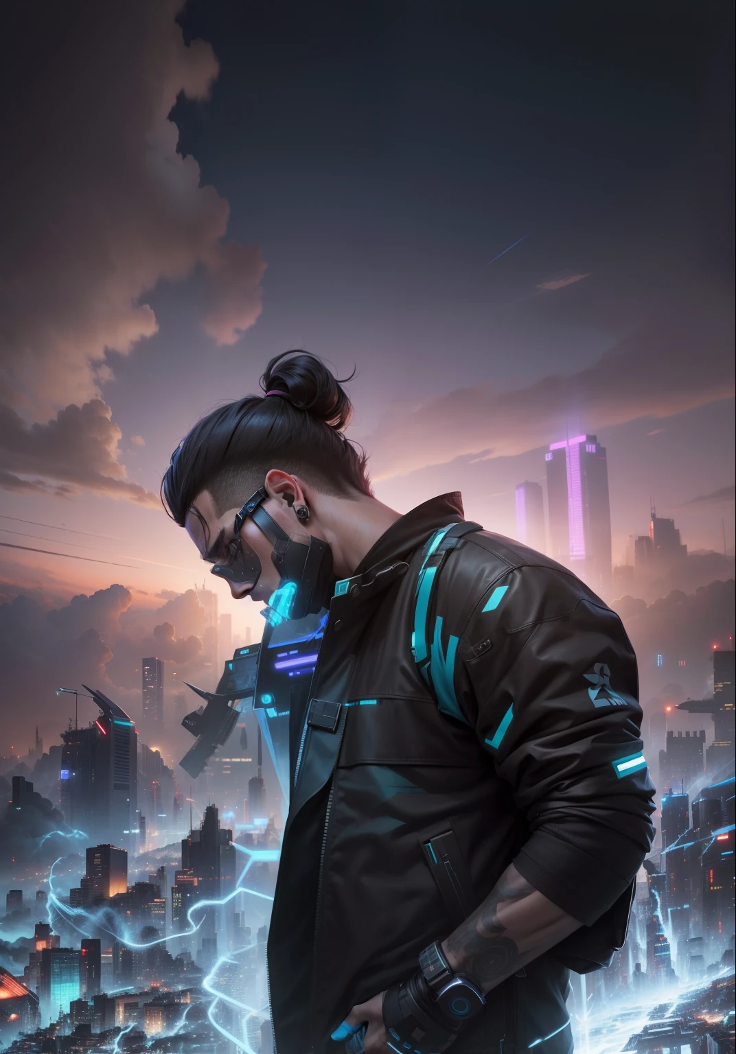 Change background cyberpunk handsome boy. Realistic face. 8k.ultra realistic