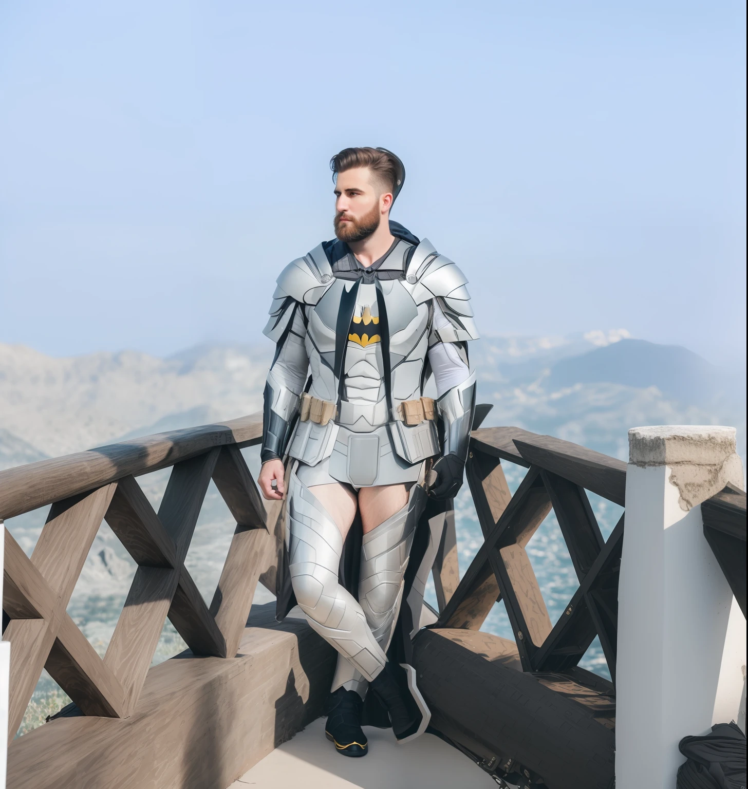 extremely detailed photo a man wearing batman armor, lorarobertdj, stylish short beard, model photoshoot, 8k UHD, ultra detailed, RAW photography