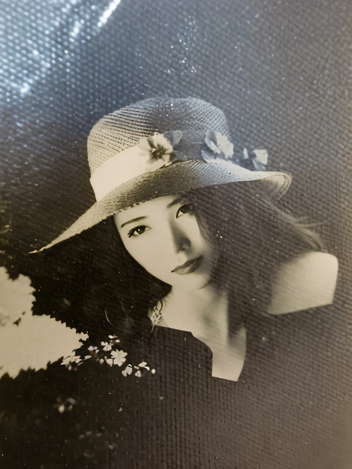 Photo of Arafeld's woman in a hat and a black-and-white photograph, in her early 20s, with hat, jiyun chae, shinsui ito, Kiyoko Suzuki, She wears a cap, 80's japanese photo, inspired by Zhang Shuqi, 1 9 0 0 s picture, 1900s pictures
