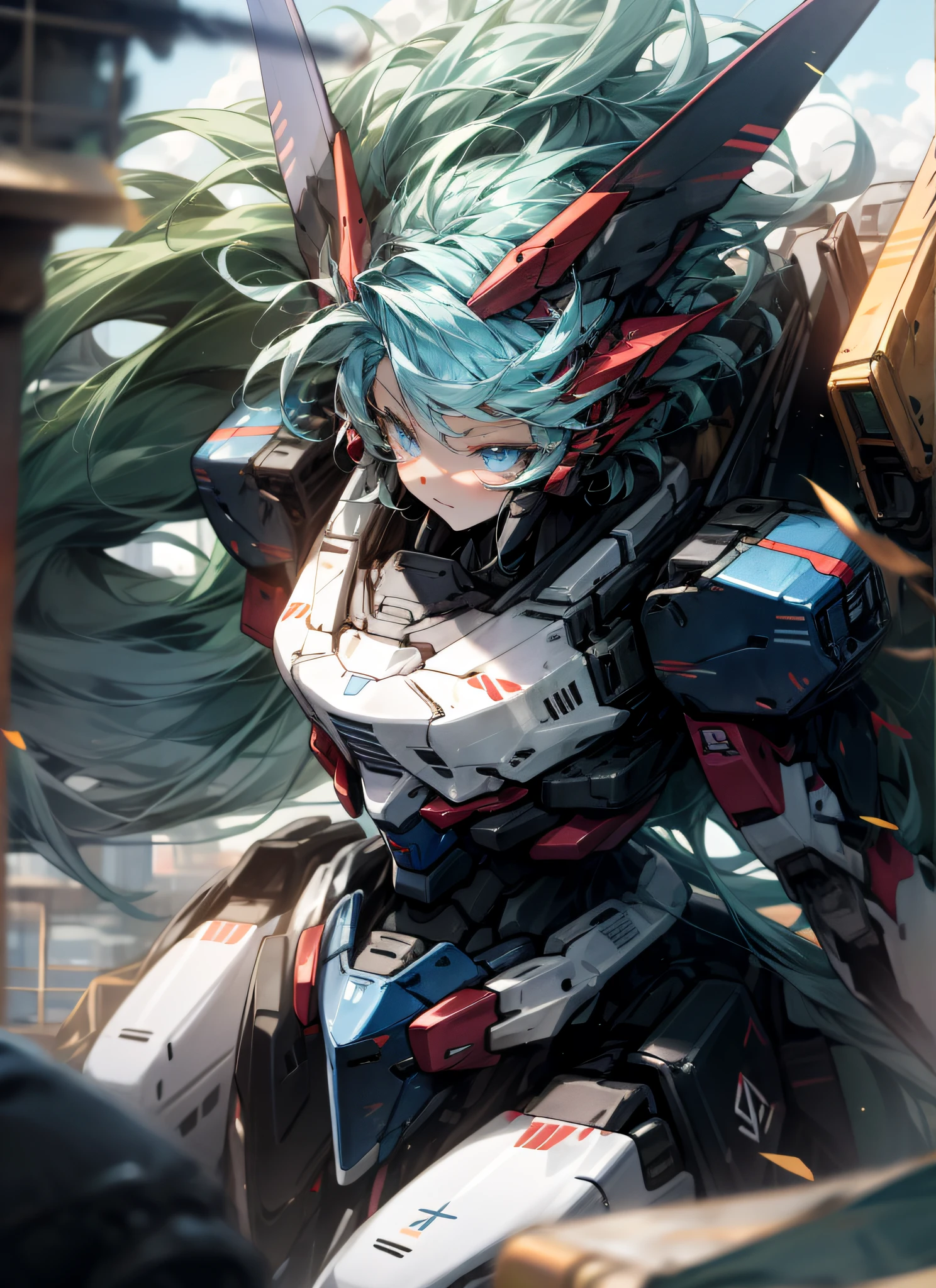 Mecha Monster Clear Sky Breeze Blue Eyes Colored Hair Innocence