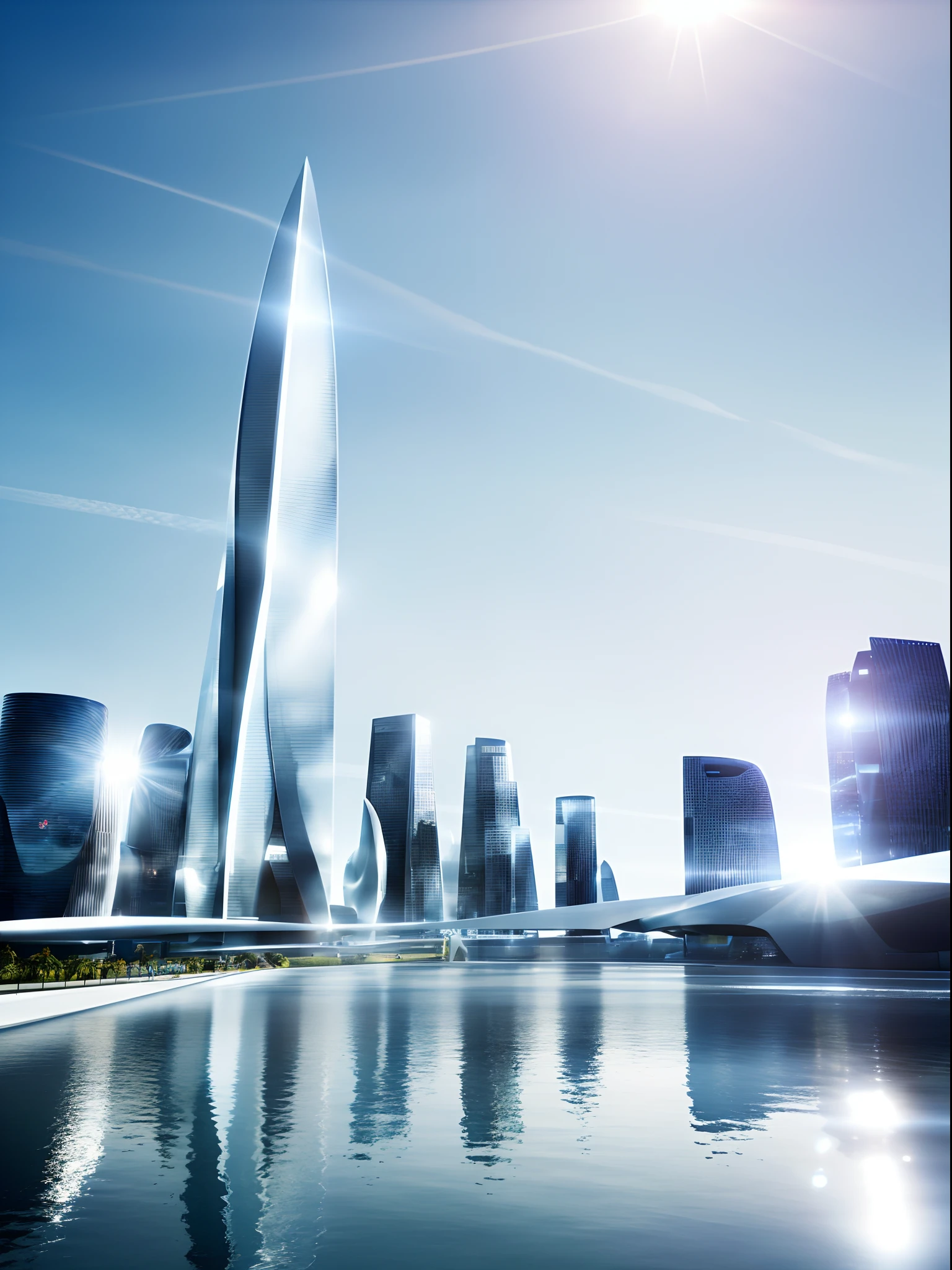 ((masterpiece, best quality)), 8k, modern architectural style, photographrealistic, hyperedetailed photo, Clean skies, The city of the future, Realisticstyle，hyper realisitc，Good light，