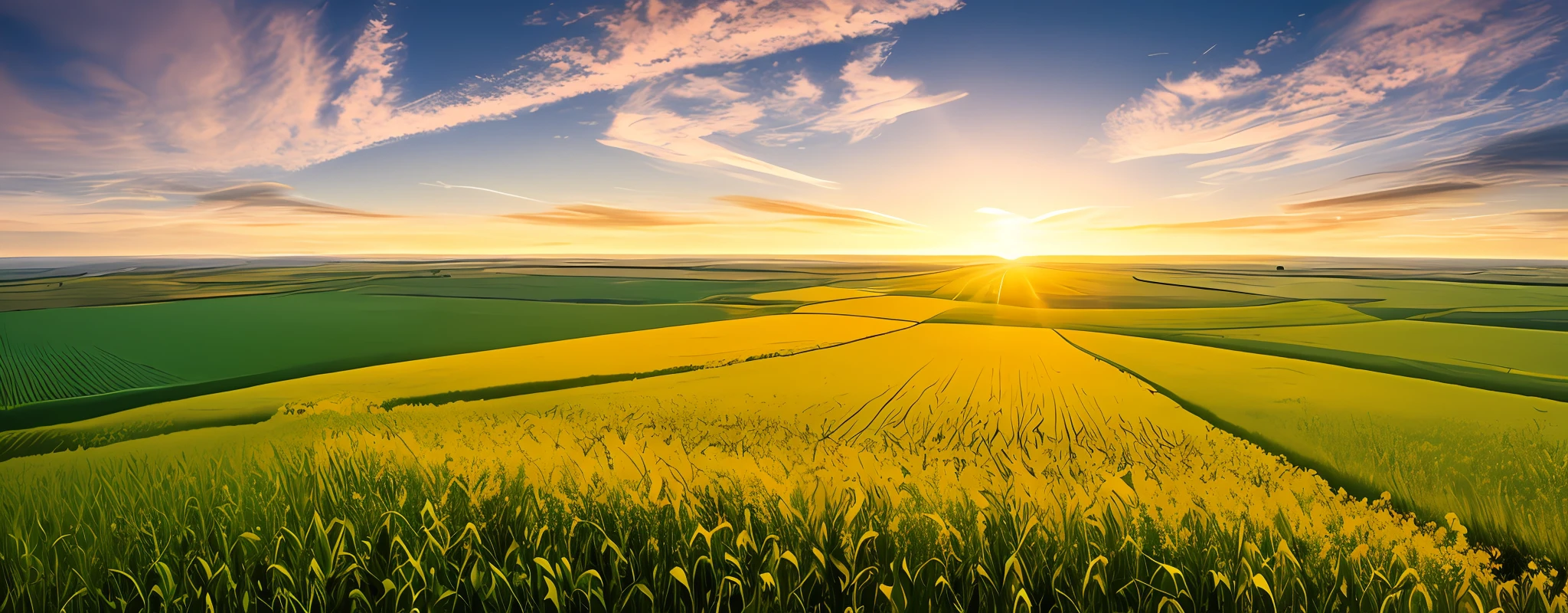 tmasterpiece,Ultimate quality,CG unity 8k wallpaper,Super delicate,Beautiful skies and clouds,Endless corn fields,viewed from bird's-eye,Excellent view,A long-won photo contest,Background bokeh,The depth of field is full,HDR high dynamics,True restore,iintricate,Attention to detail,Dramatic,The perfect presentation of Midjourney's artistic style。