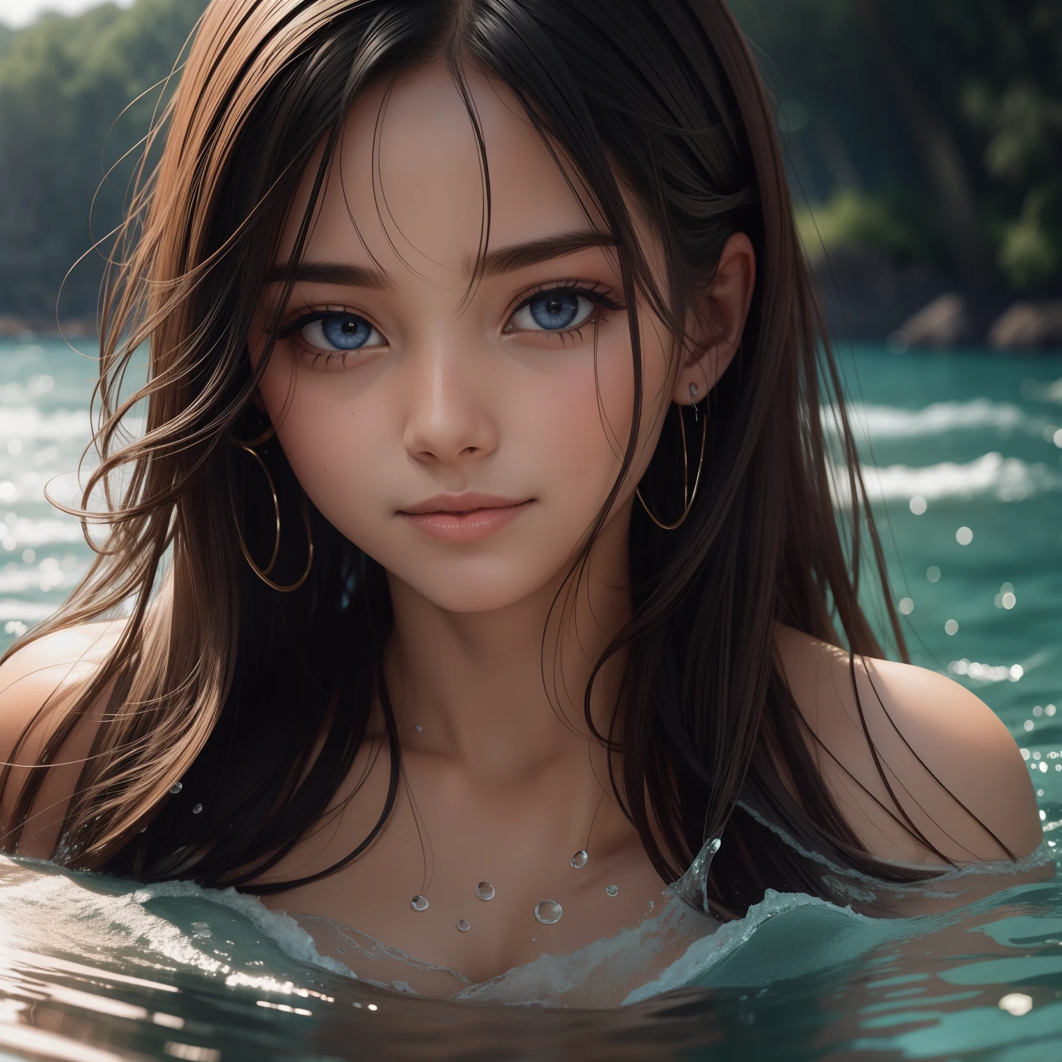 Drop water most beautiful her face