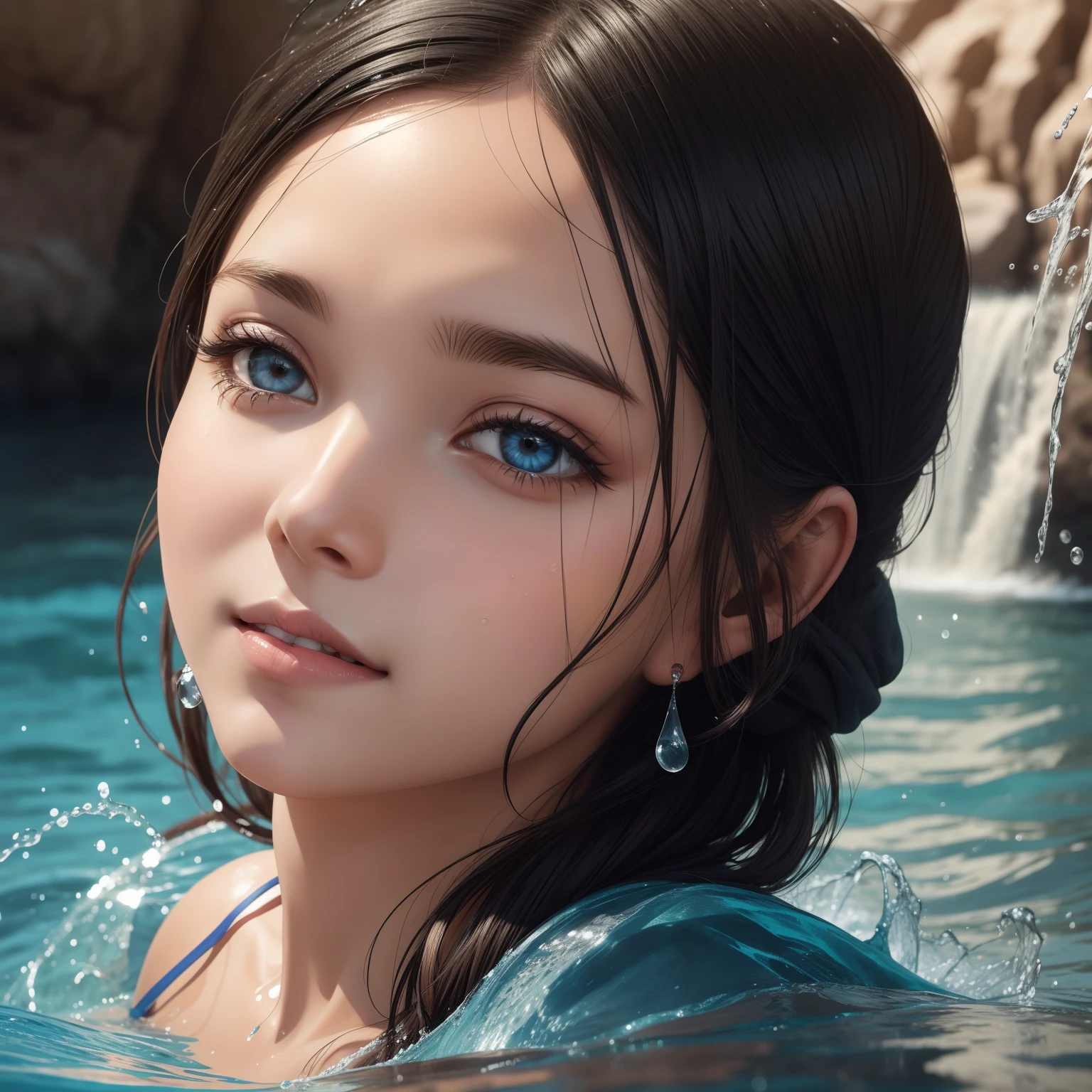 Drop water most beautiful her face