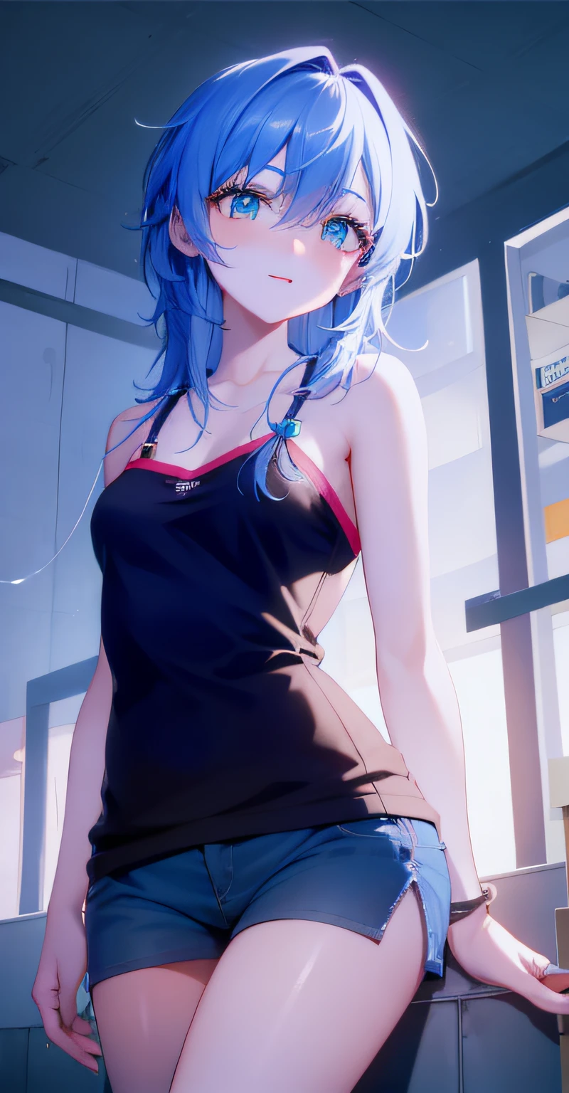 k hd,The characters are the same as the original picture,denim short,brightened light