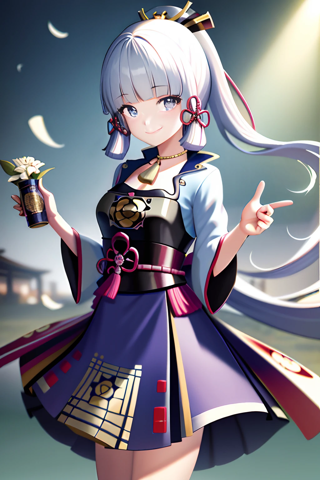 masterpiece, highres, best quality, 1girl solo, kamisato_ayaka, smile, kimono