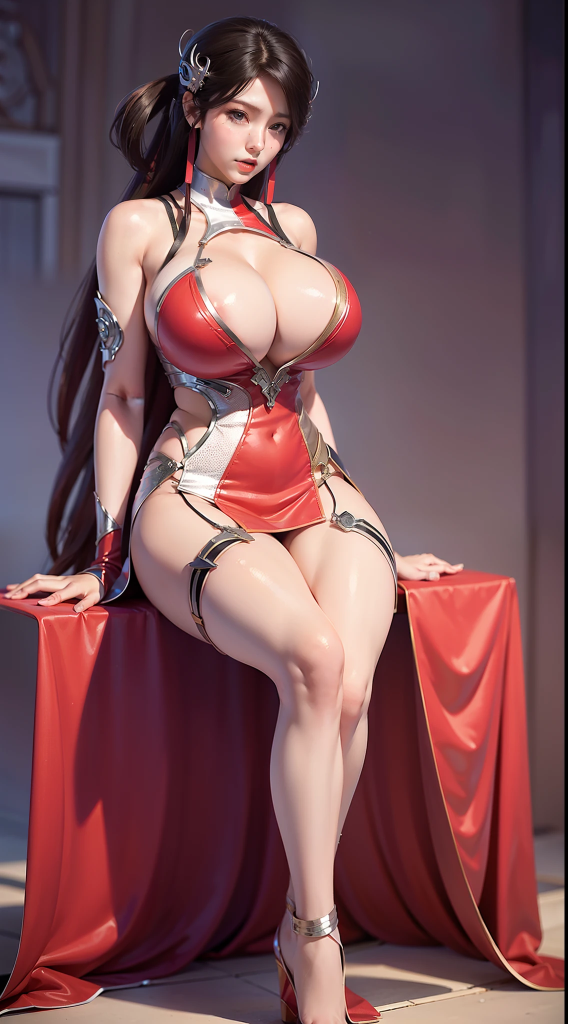 a woman in a lingersuit posing for a picture, (huge boobs:1.5), (full body:1.3), beautiful alluring anime woman, seductive anime girl, ig model | artgerm, seductive. highly detailed, trending on cgstation, extremely detailed artgerm, beautiful realistic upper body, sexy pose, photorealistic perfect body, on a mannequin. high quality, range murata and artgerm