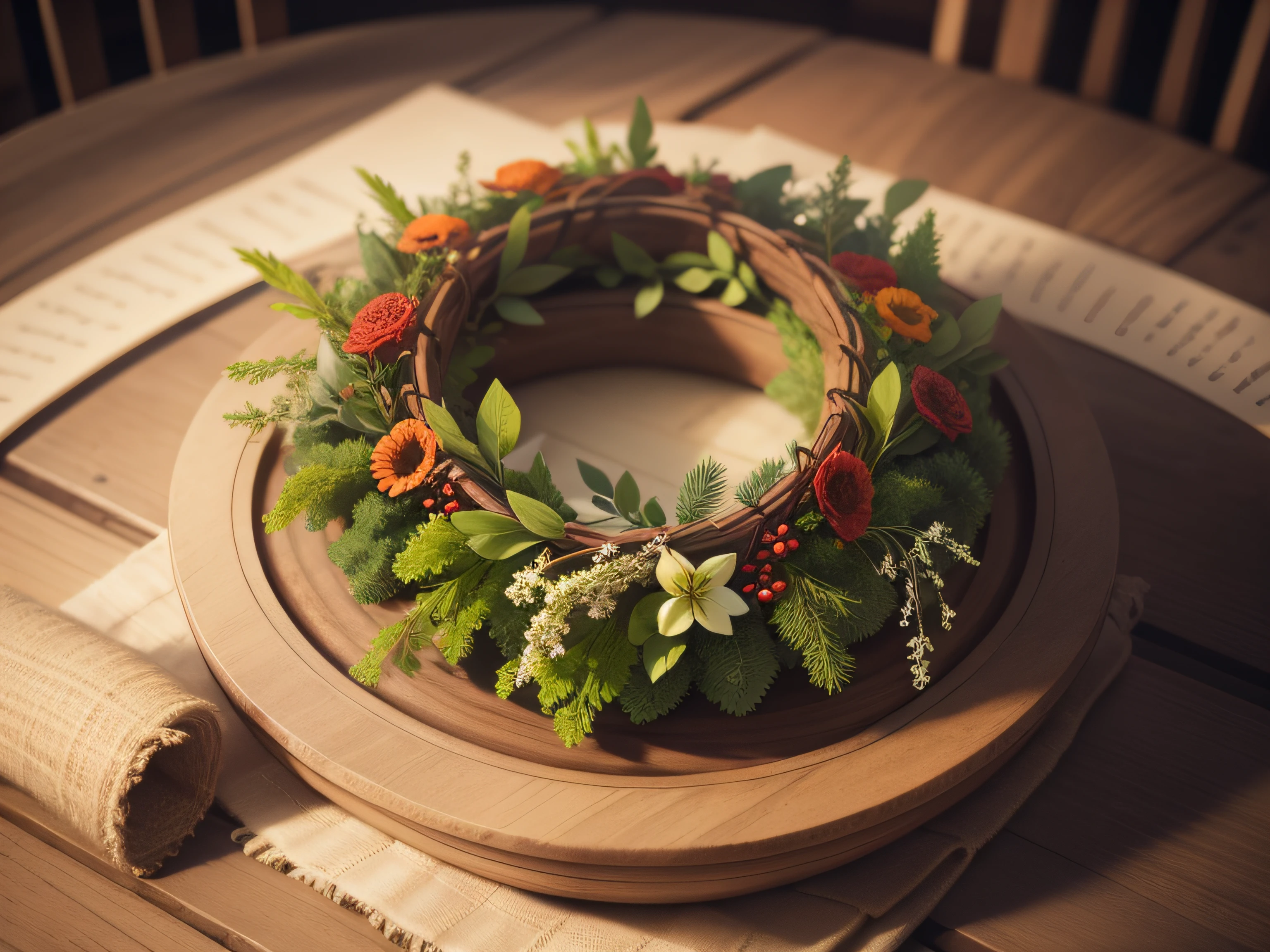 Herb Wreath, In a variety of shapes and colors, Realistically rendered, photo-like style.