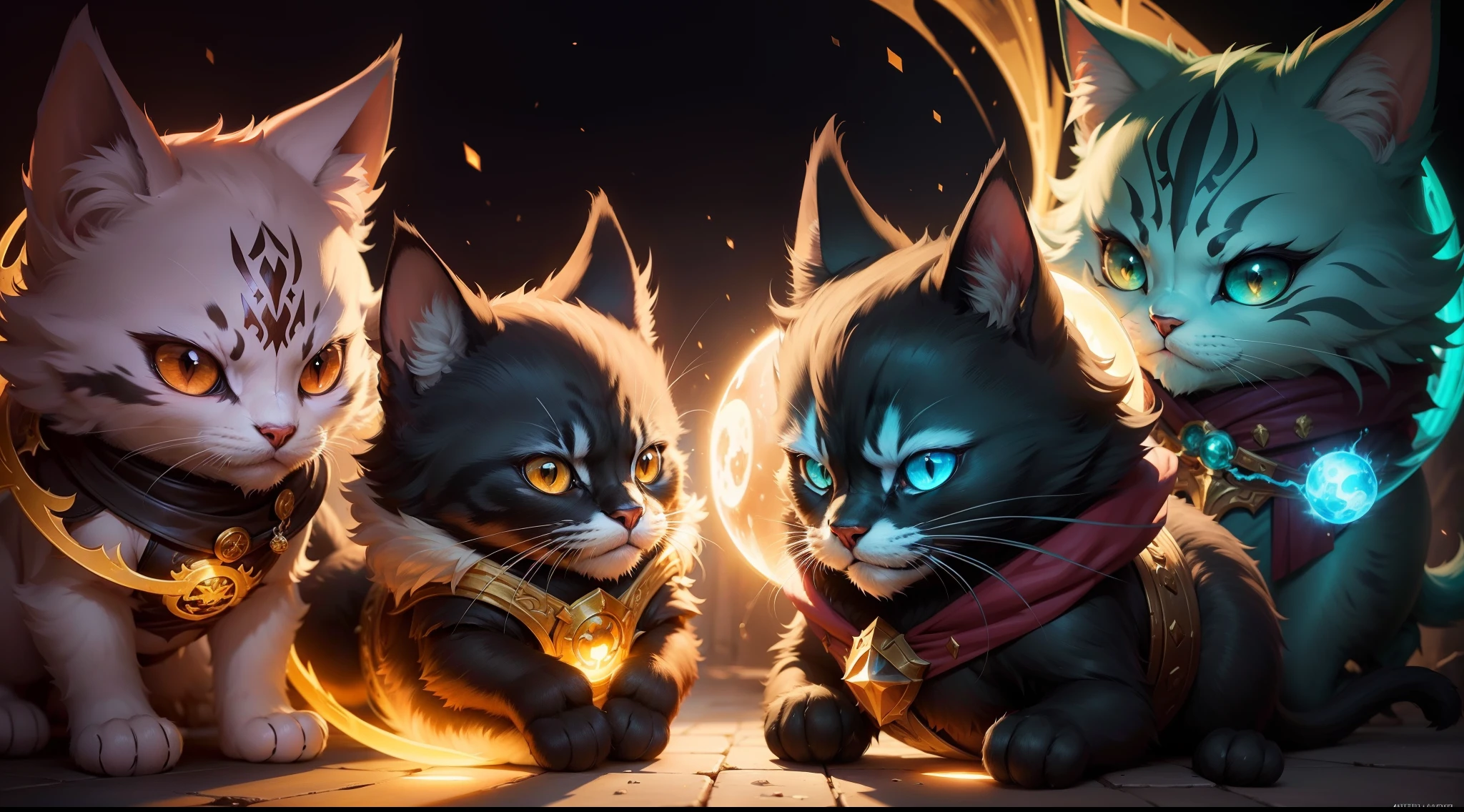 Illustration of a cat with a glowing orb on its paws, furry fantasy art, full art illustration, Arte completo, fantasy card game art, magic the gathering art style, Estilo de arte arcano, pintado en el estilo arcano, dnd arte fantaso, Splash Art oficial, Mago Zorro Oscuro, anthropomorphic cat ninja, league of legends art style, Arte de salpicaduras de personajes