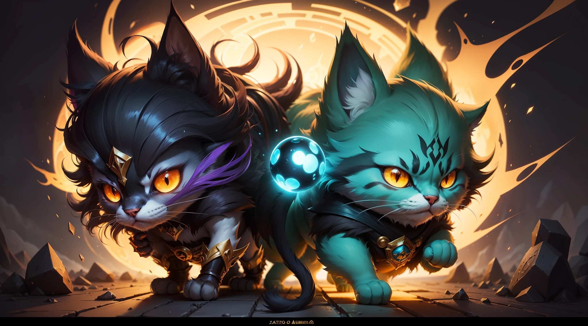 Illustration of a cat with a glowing orb on its paws, furry fantasy art, full art illustration, Arte completo, fantasy card game art, magic the gathering art style, Estilo de arte arcano, pintado en el estilo arcano, dnd arte fantaso, Splash Art oficial, Mago Zorro Oscuro, anthropomorphic cat ninja, league of legends art style, Arte de salpicaduras de personajes