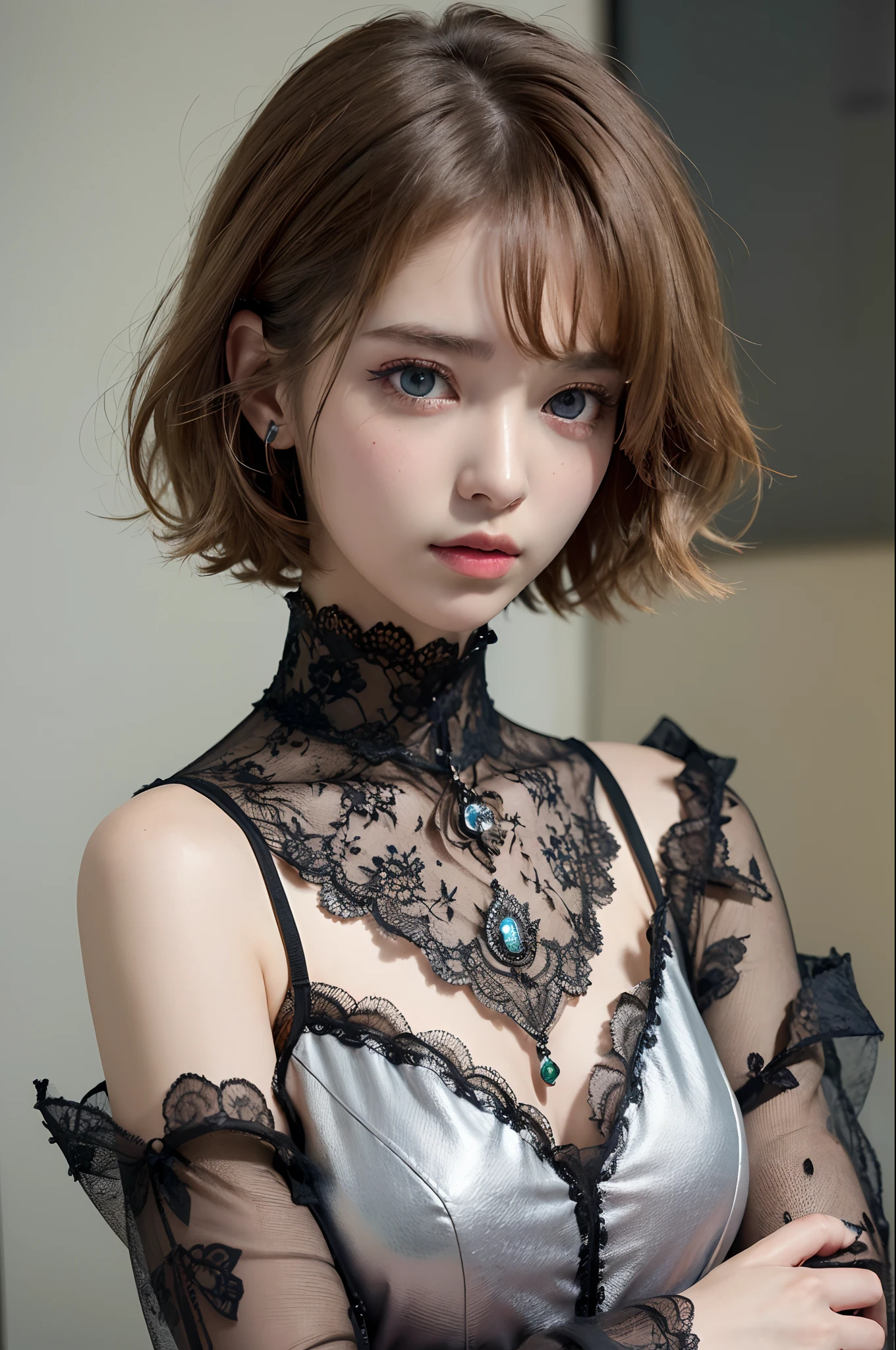 (best quality:1.6), (masterpiece:1.2), highres, detailed, intricate, (1girl:1.3), absurdly_short_hair, Tired_face, detailed eyes detailed pupils multiple eyes, (each girl wearing different style fashion:1.4)