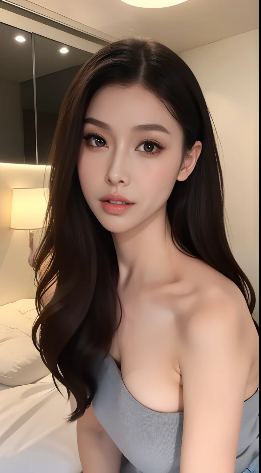 Fashion model 20 years old [[[[closeup cleavage]]]], [[[[boobgasm]]]], [[[[coll]]]], [[[[bshoulders]]]], perfect  eyes, Perfect iris，Perfect lips，perfect teeth，Perfect skin，with fair skin，Long face，slender nose，Soft front light，hdr，Movie girl，Casual，long whitr hair，inside in room，during night，（pastel colour：1.2）