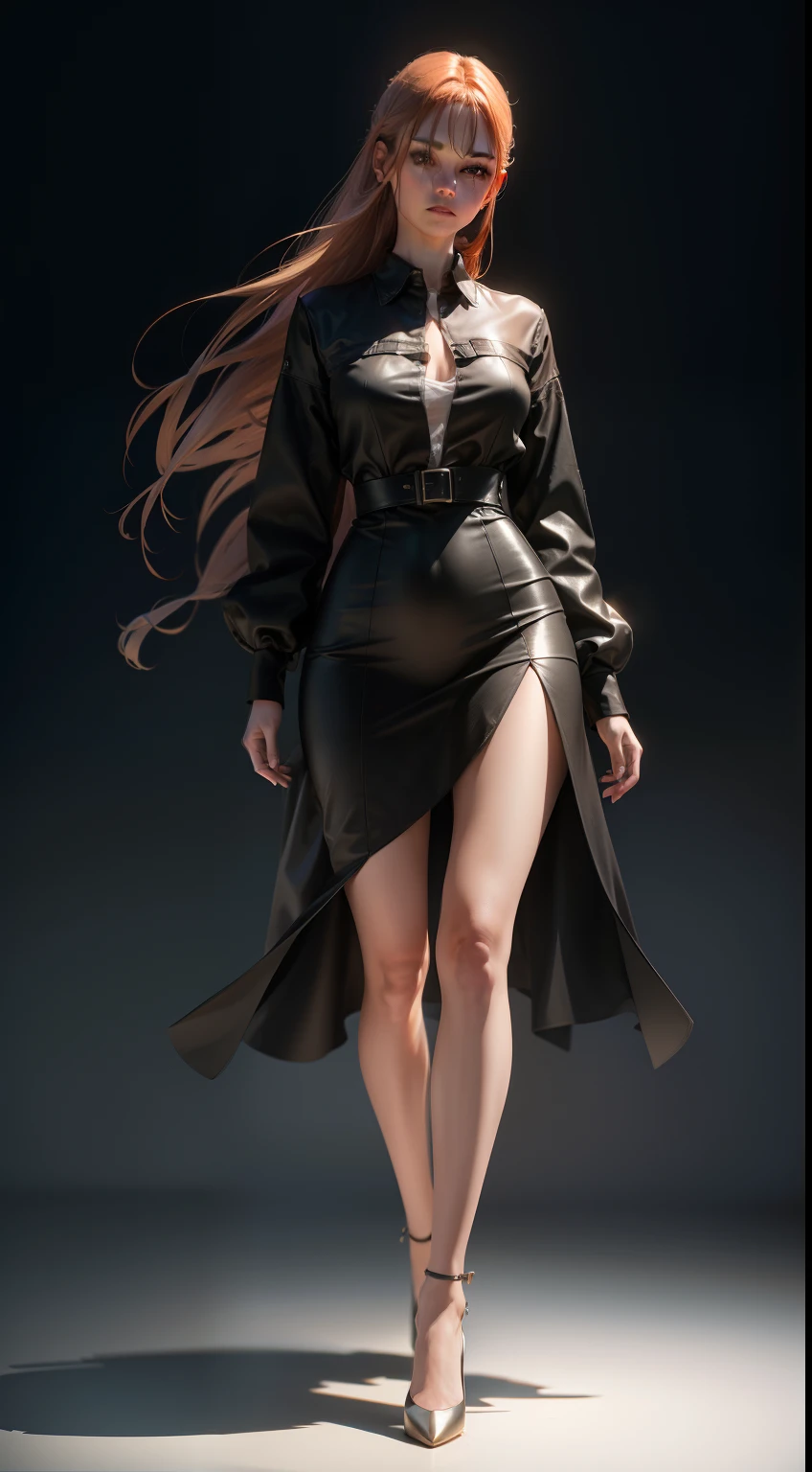 mix4, 20d, solo, long_hair, shirt, dress, high_heels, full_body, look_at_viewer, (8k, RAW photo, best quality, mastery:1.2), (realistic, photo-realistic:1.37), professional lighting, photon mapping, light energy transfer, physically based rendering,