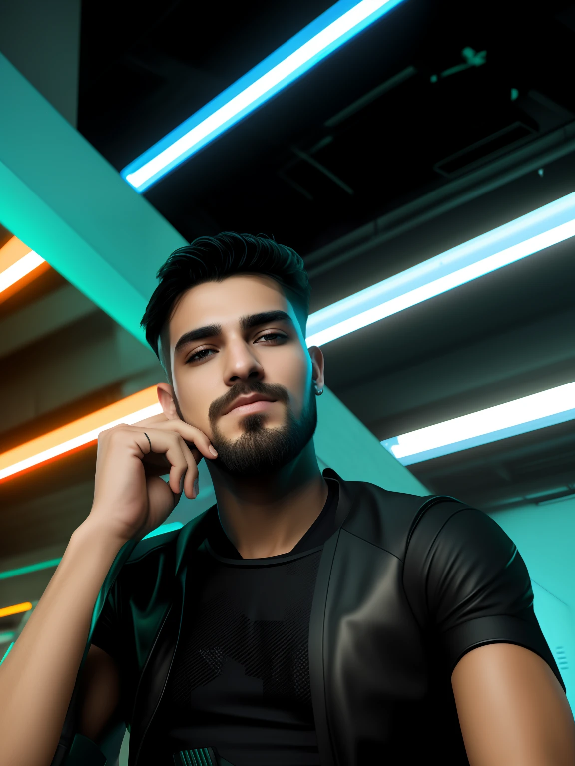 Change Background Cyberpunk Handsome boy. Realistic face. 8k. Ultra realistic.