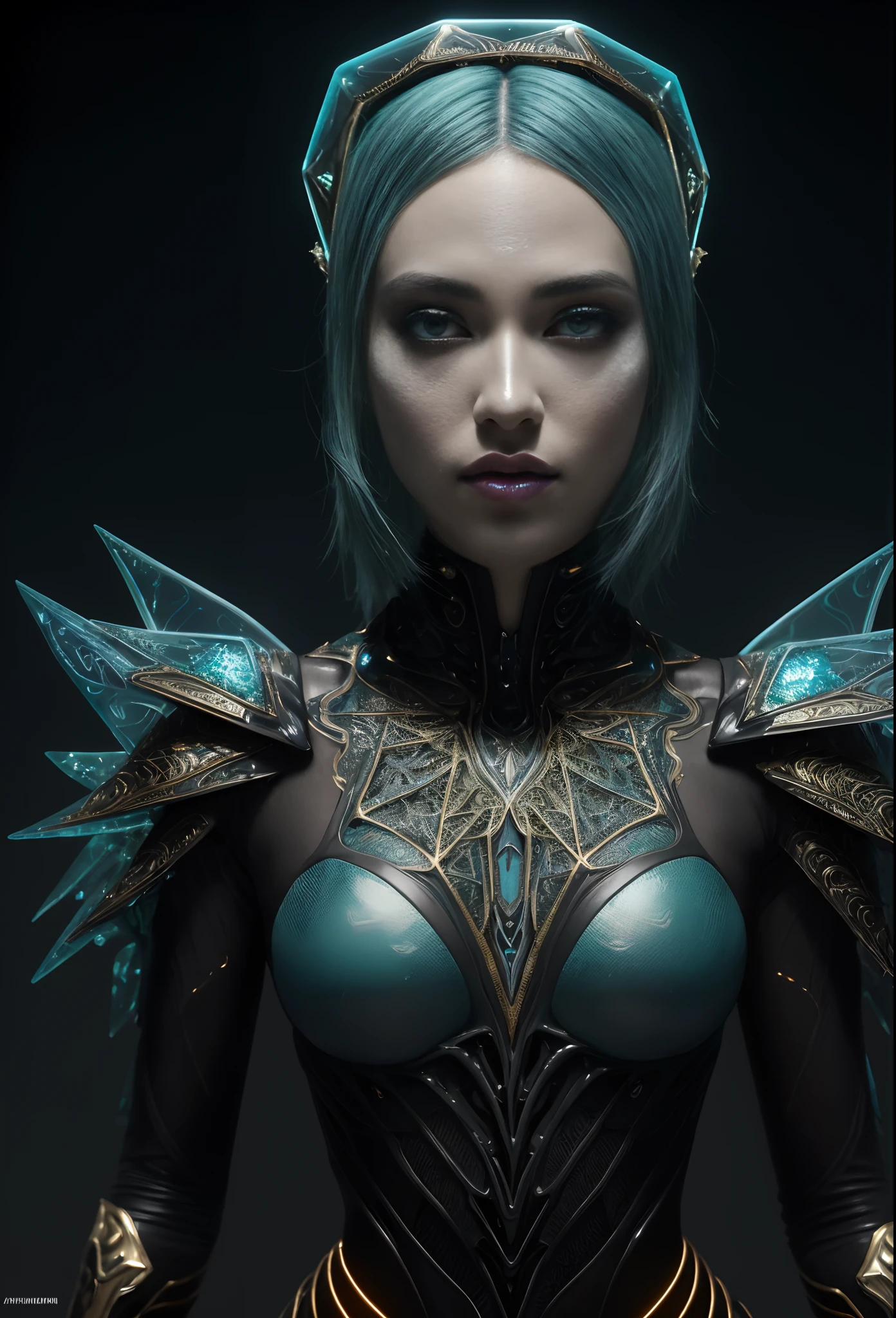 magical futuristic biolumienscent filigree hexagon patterned fashion, designed by Rei Kawakubo and Gareth Pugh, midnight aura, detailed gorgeous face, dreamy, glowing, backlit, glamour, glimmer, shadows, oil on canvas, brush strokes, smooth, ultra high definition, 8k, unreal engine 5, ultra sharp focus, art by alberto seveso, artgerm, loish, sf, intricate artwork masterpiece, ominous, matte painting movie poster, golden ratio, trending on cgsociety, intricate, epic, trending on artstation, by artgerm, h. r. giger and beksinski, highly detailed, NehemiahPharaoh, vibrant, production cinematic character render, ultra high quality model