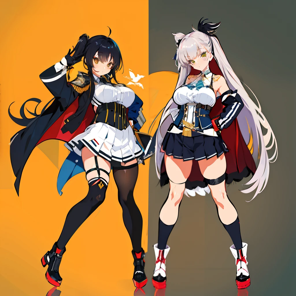 illustratio、(top-quality)、(((masterpiece)))、(Hi-Res)、((full body Esbian))、Original、(1womanl)、A sexy、、Anime character with penguin and cape woman, mecha anthropomorphic penguin, Soldier Penguin, Anthropomorphic penguins, from girls frontline, penguin, Army of Robot Penguins, Penguin 0, cushart kenz, characters from azur lane, Fine details. girls' frontline, girls frontline style, from the azur lane videogame, kancolle