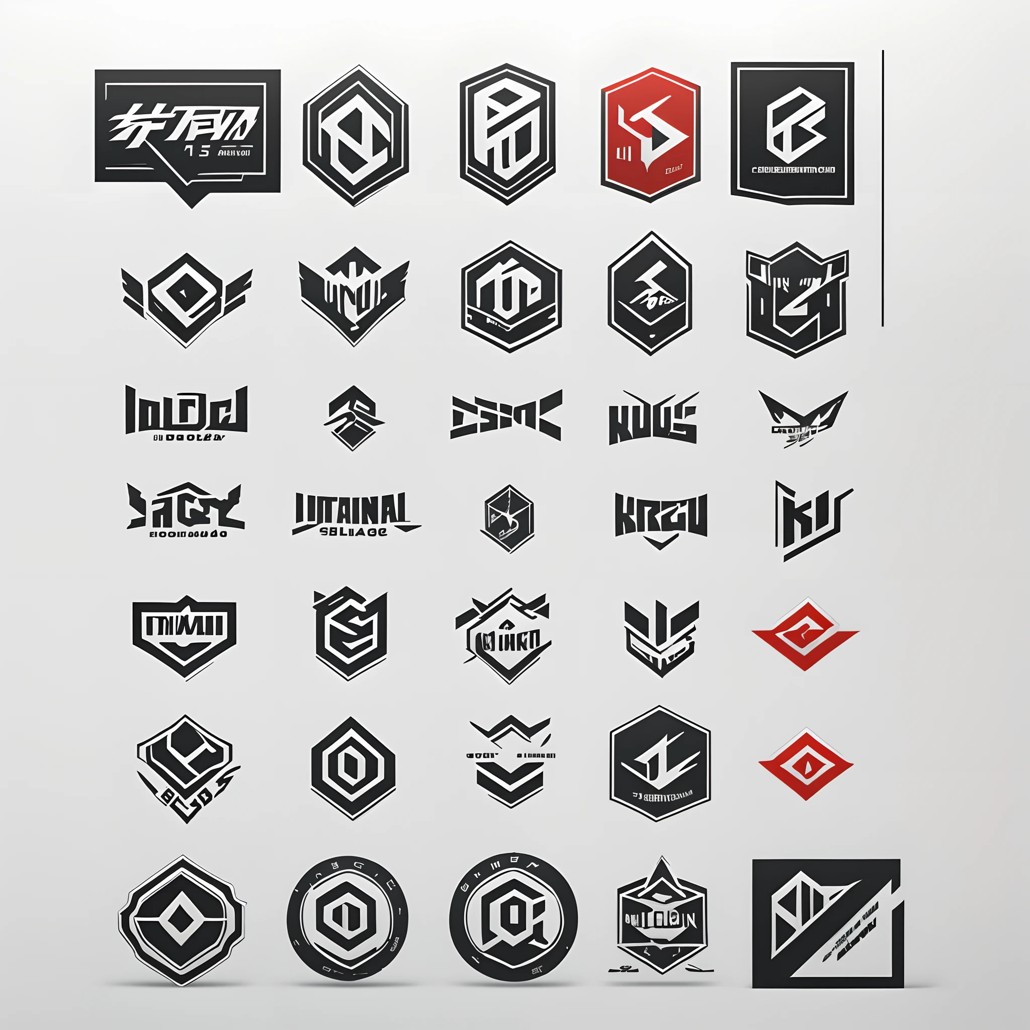 Small collection of different logos isolated on white background、International typography style graphic logo、logo mark