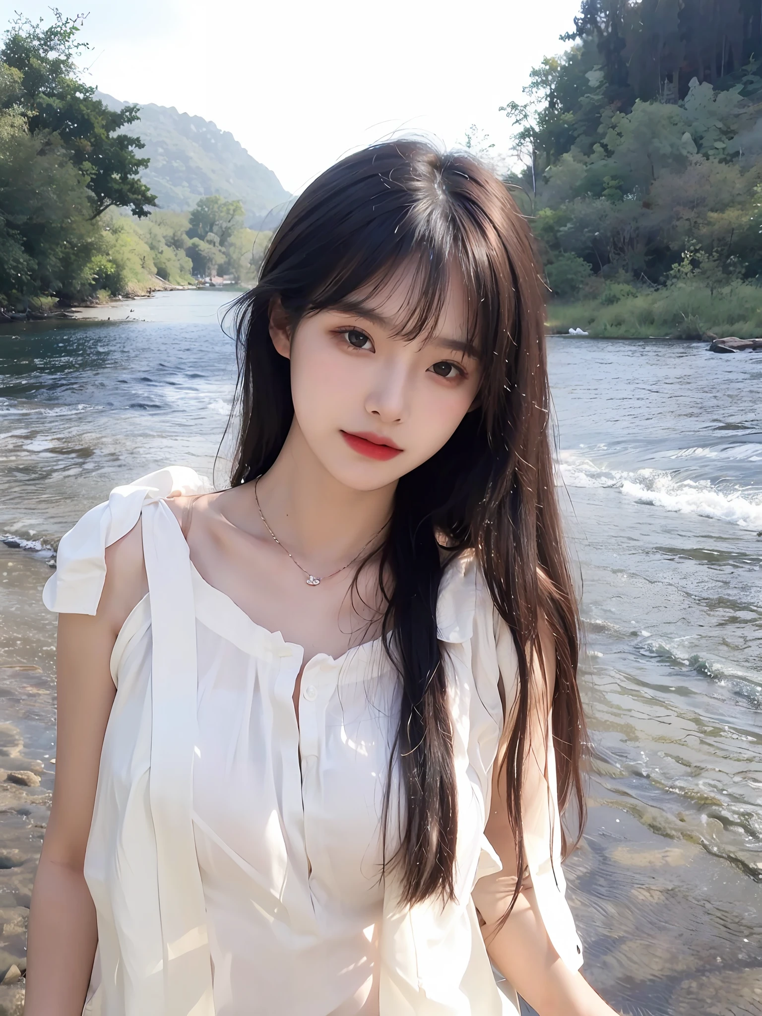 (Large breast:1.4),(open shirt:1.4),(Best quality,masterpiece,ultra high res,(photorealistic:1.4),1girl,(:1.4),(partially unbuttoned:1.5),