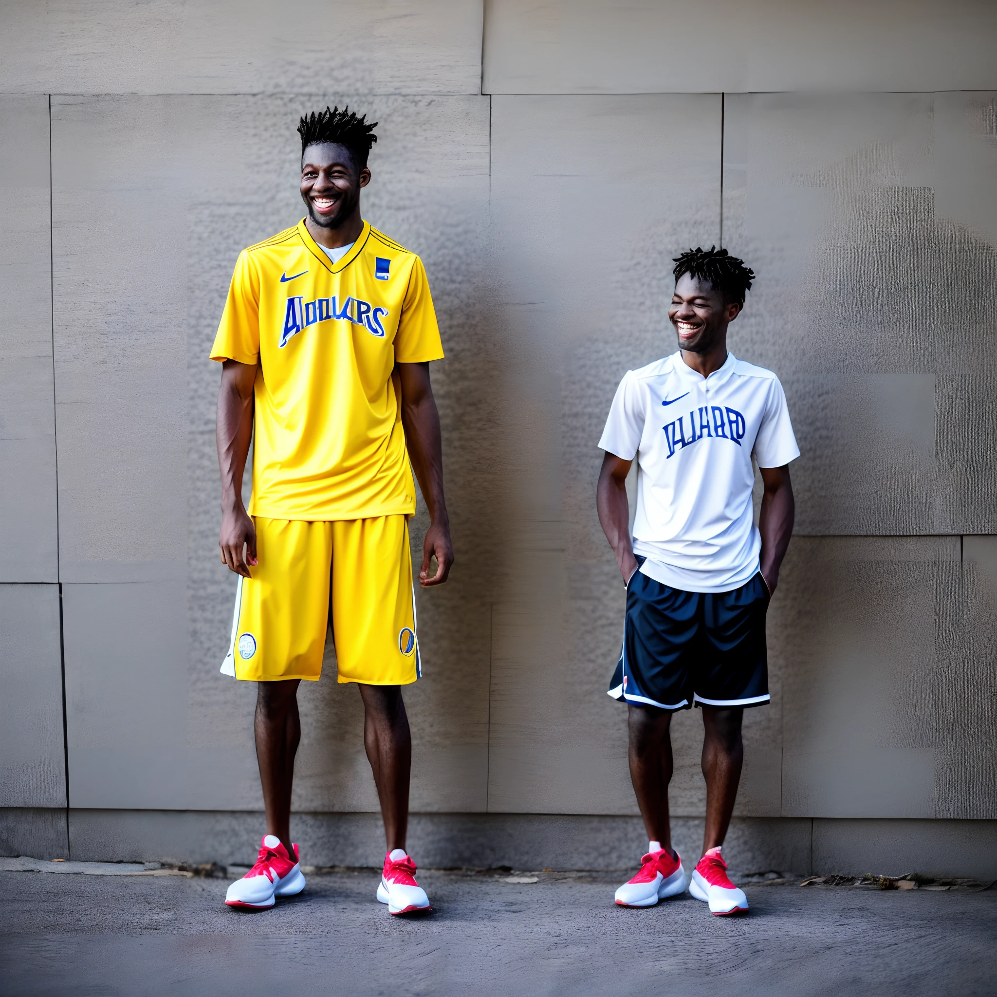 Yellow clothes basketball smile male dark skin