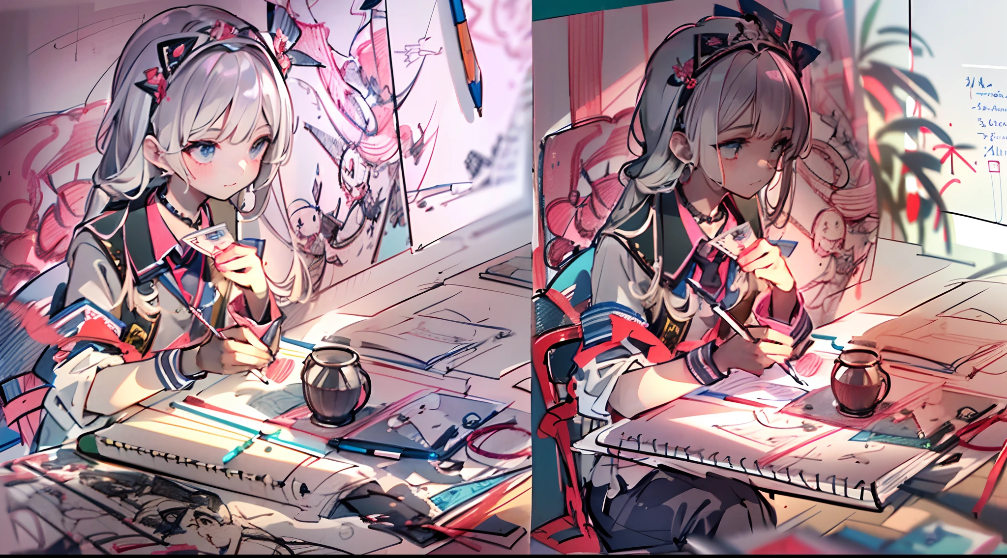 Masterpiece, top quality, super detailed CG, intricate details:1.5), 8k wallpapers, elaborate features,
(1 person, solo:1.4), perfect cartoon illustration, (1 boy:1.4), school uniforms, plaster casts, drawing exercises(do sketching:1.5), pencil, canvas, at school art room,