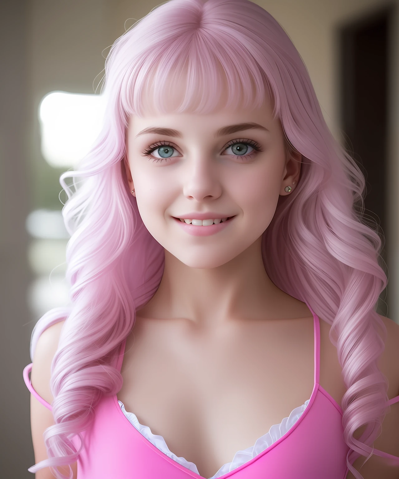 teens girl，Costume 25 years old [[[[closeup cleavage]]]], [[[[boobgasm]]]], [[[[coll]]]], [[[[bshoulders]]]], perfect  eyes, Perfect iris，perfect lips，perfect teeth，Perfect skin，Soft front light，with light glowing，HDR，（pastel colour：1.2）