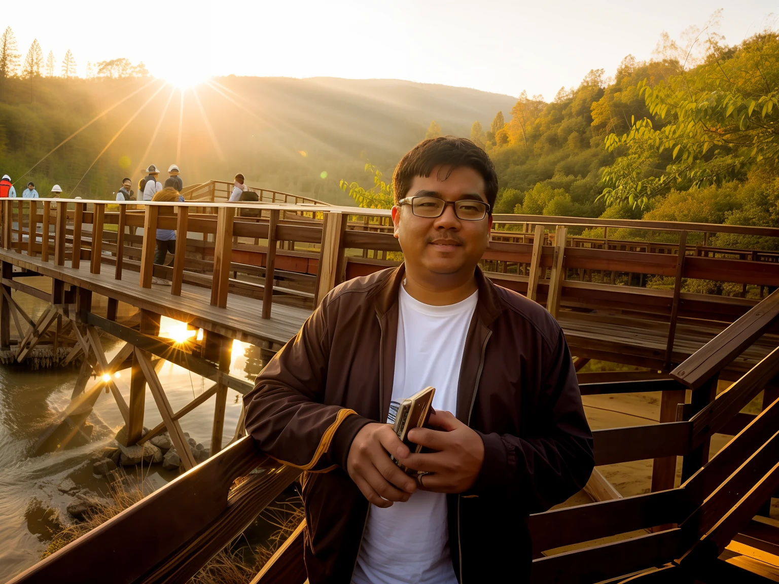 Wooden bridge Construction owner Sunrise