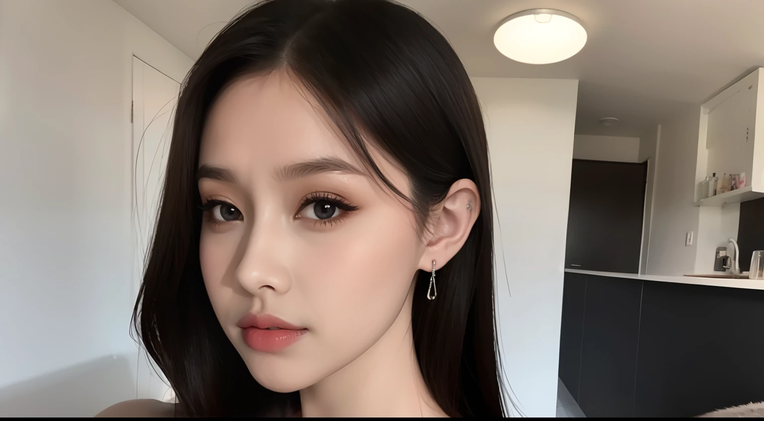 Fashion model 20 years old [[[[closeup cleavage]]]], [[[[boobgasm]]]], [[[[coll]]]], [[[[bshoulders]]]], perfect  eyes, Perfect iris，Perfect lips，perfect teeth，Perfect skin，with fair skin，Long face，slender nose，Soft front light，hdr，Movie girl，Casual，long whitr hair，Bedrooms，Beds，During sexual ，Expression satisfaction，exhilarated（pastel colour：1.2）