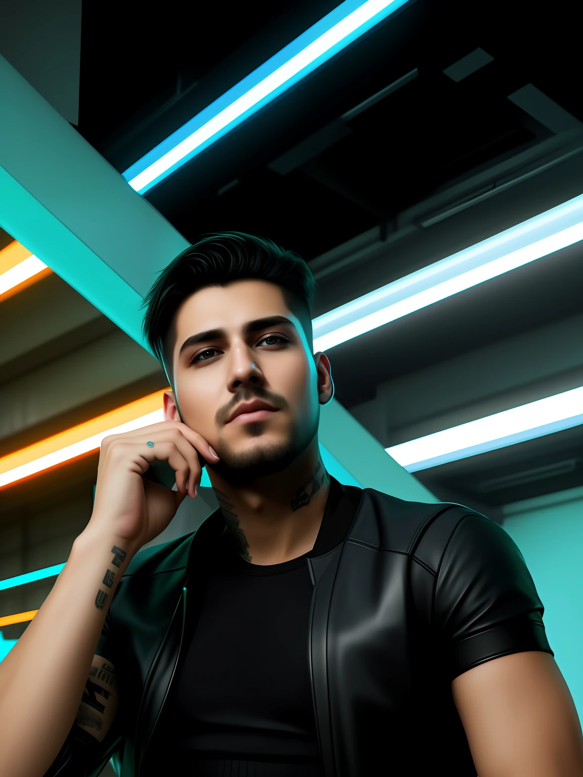 Change Background Cyberpunk Handsome boy. Realistic face. 8k. Ultra realistic. eyes detailing. white face.