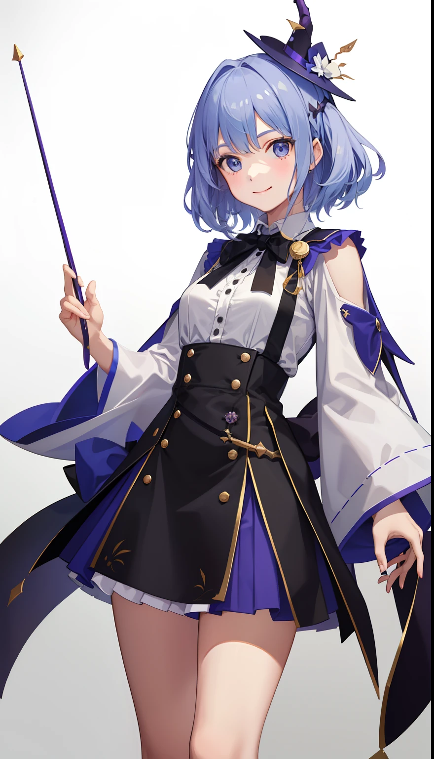 1girl in、A smile、A delightful!　The shirt、skirt by the、（small tits）magic wands、Magic hat、cloaks、Sorcerer、