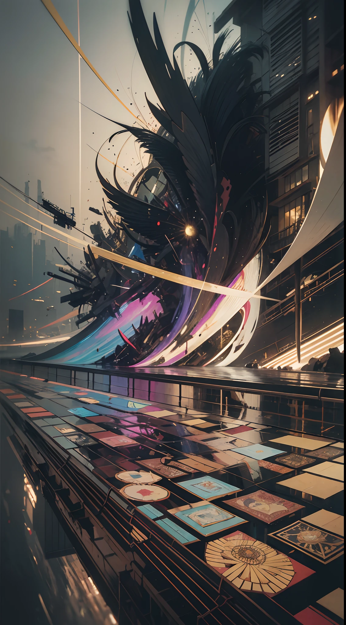 official art, unity 8k wallpaper, ultra detailed, beautiful and aesthetic, beautiful, masterpiece, best quality, (zentangle, mandala, tangle, entangle), dynamic angle, cowboyshot, the most beautiful form of chaos, elegant, a brutalist designed, vivid colours, romanticism, by james jean, roby dwi antono, ross tran, francis bacon, michal mraz, adrian ghenie, petra cortright, gerhard richter, takato yamamoto, ashley wood, atmospheric, enjoying a stream of music, where you can visualize the notes, ecstasy of musical notes, streaming musical notes visible
