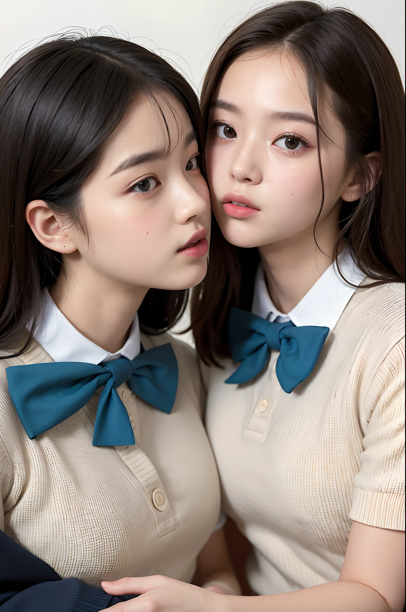 (masterpiece:1.4), two girls, kissing, school uniform, closeup