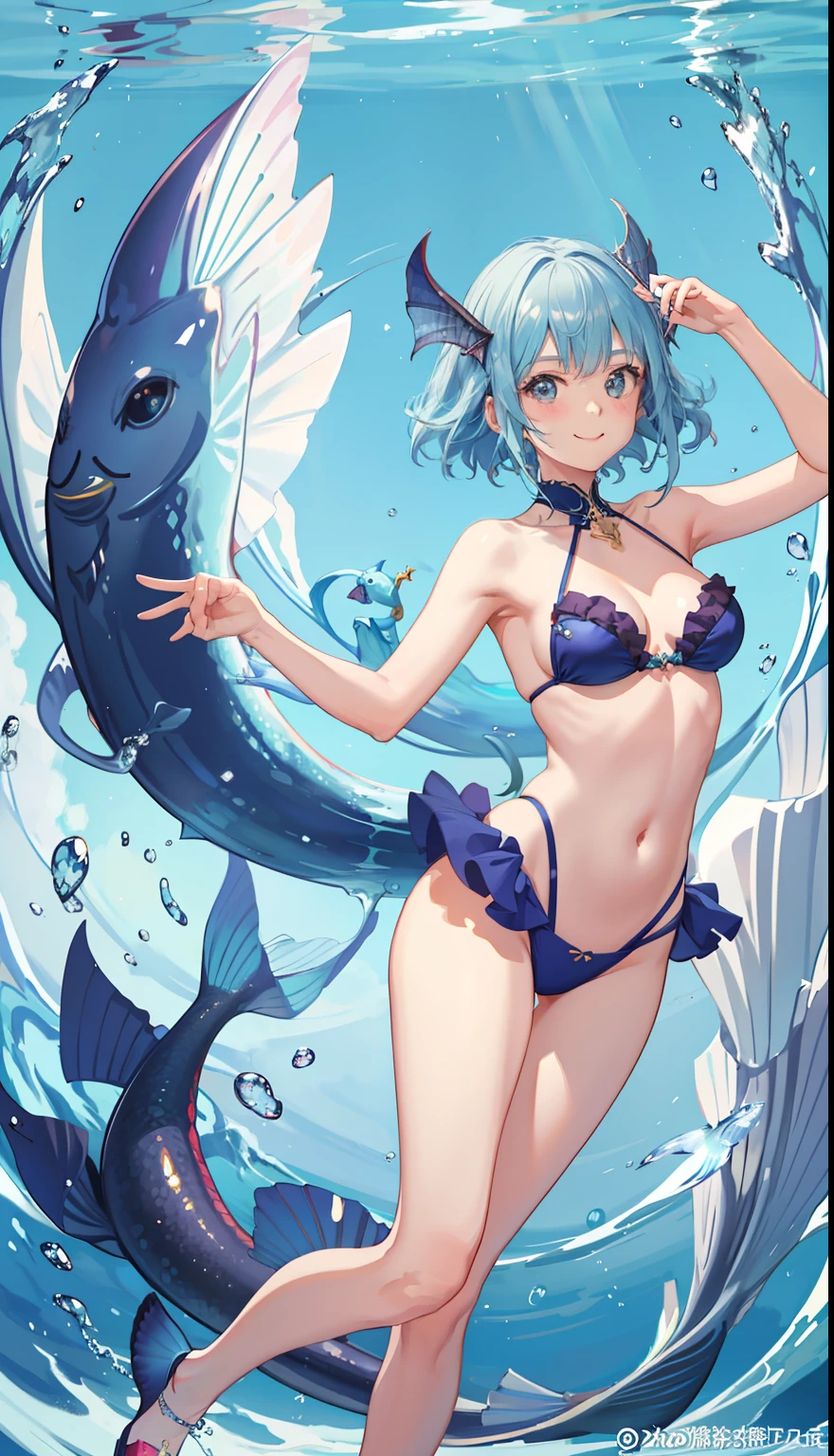 1girl in、A smile、A delightful! mermaids、Lower body is a fish、