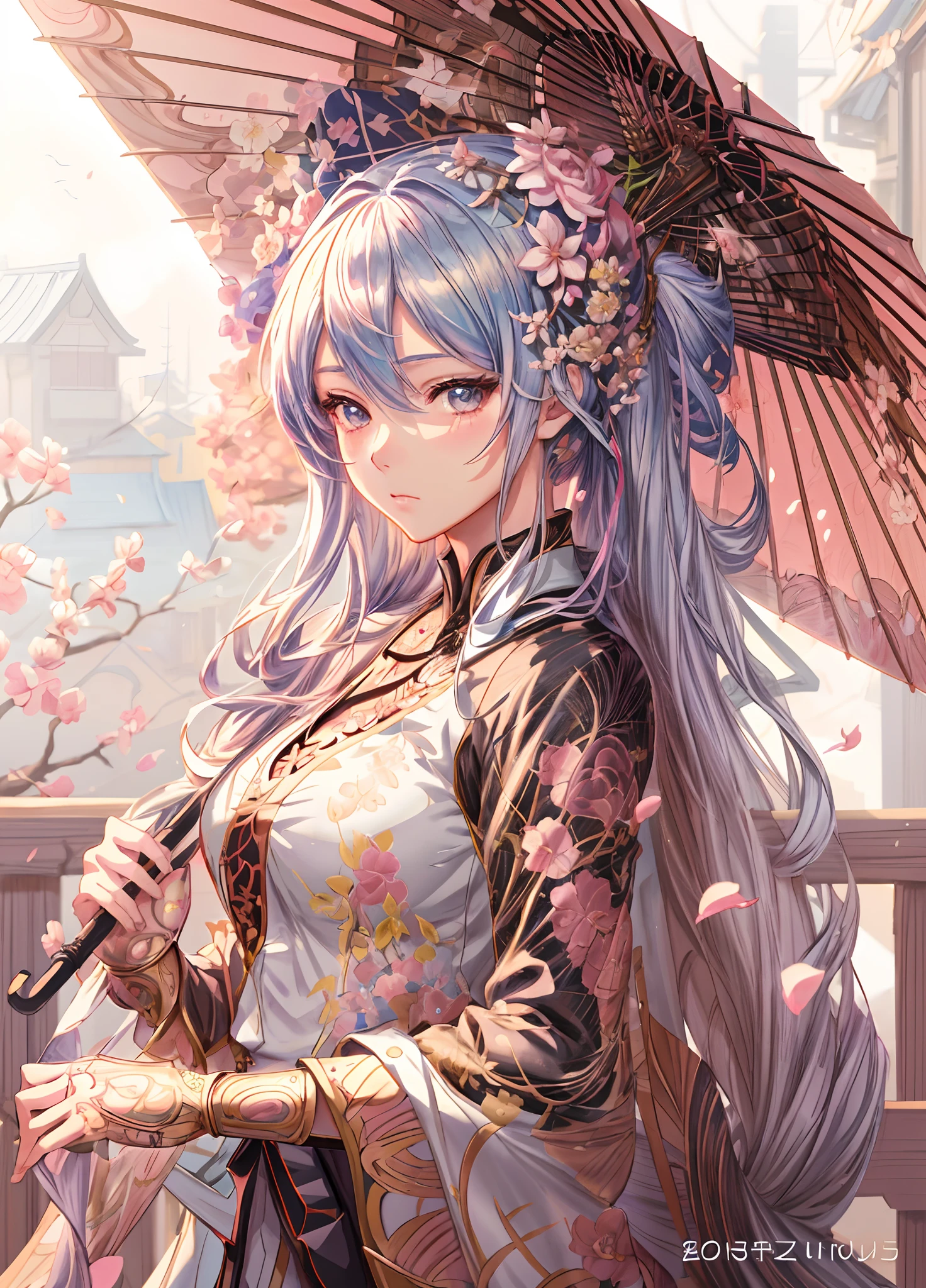 anime girl with umbrella and flowers in her hair, guweiz, detailed anime artwork, clean detailed anime art, detailed digital anime art, detailed anime art, beautiful anime portrait, beautiful anime girl, beautiful anime artwork, artwork in the style of guweiz, beautiful anime art, beautiful anime style, detailed portrait of anime girl, anime girl, beautiful anime, anime illustration