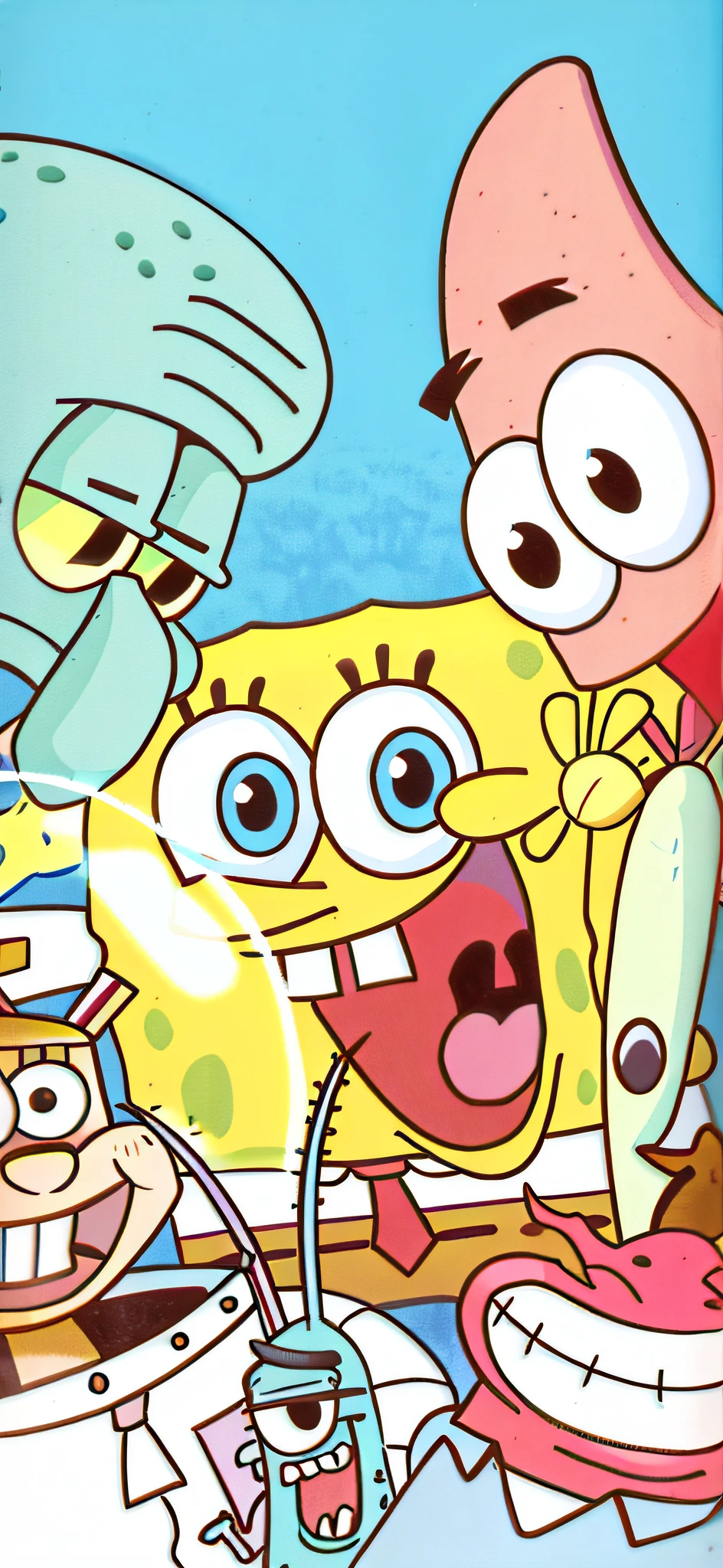 SpongeBob and Patrick sponge sponge and Patrick sponge, SpongeBob, spongebob circle pants, sponge bob, SpongeBob, vibrant cartoon art, Matt Groening cartoon art, spongy, pop art cartoon style, Cartoon illustration, Cartoon Art Style, spongebob cthulhu nightmare