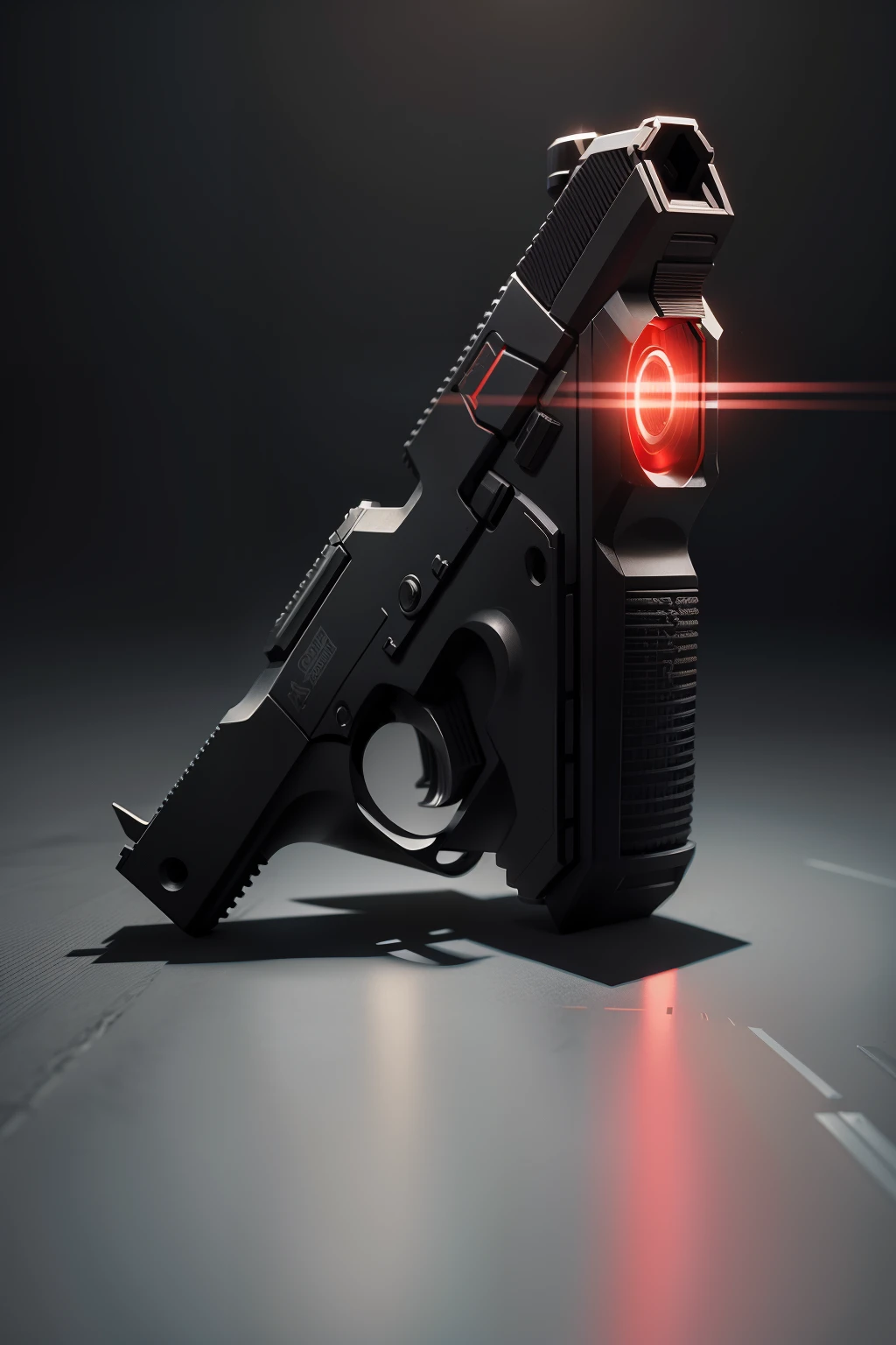 There is a small tube cutter with a red handle on a black background, coilgun, 3 d product render, 3 d render of jerma 9 8 5, bolt pistol in one hand, Detailed pistol trigger, Renders, rendered 3d model, keyshot product render, realistic gun design, 3D gun model, rendered in keyshot, Realistic detail revolver,On the right side of the pistol there is a black bone,There is a strong light on the left side