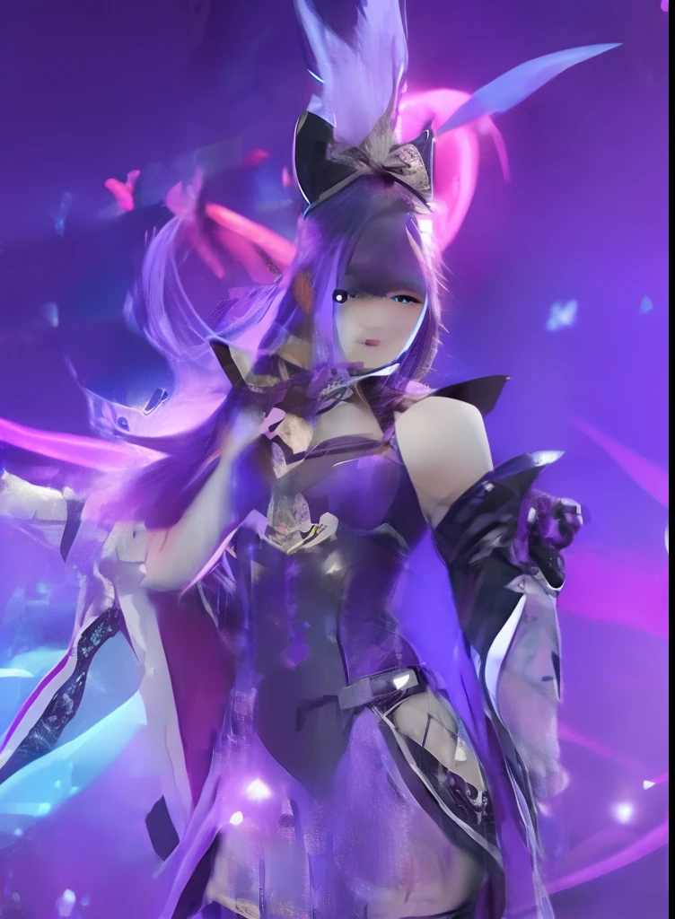 1girl, miya, mobile legends, purple eyes, long hair, purple hair, atribut purple, good, realistis, ultra detail,
