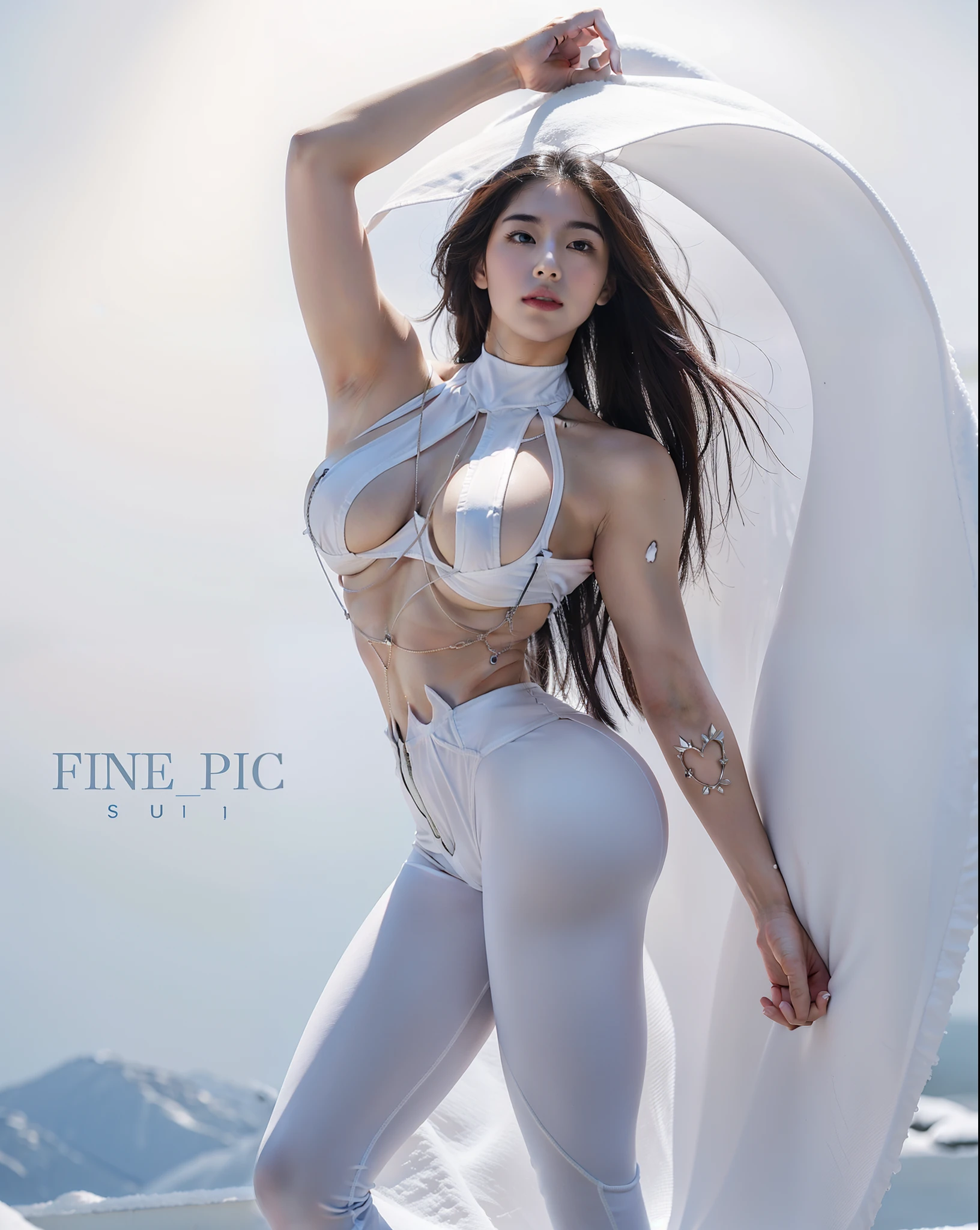 A plump chest,Snow-white skin,There are abs,Fitness beauty