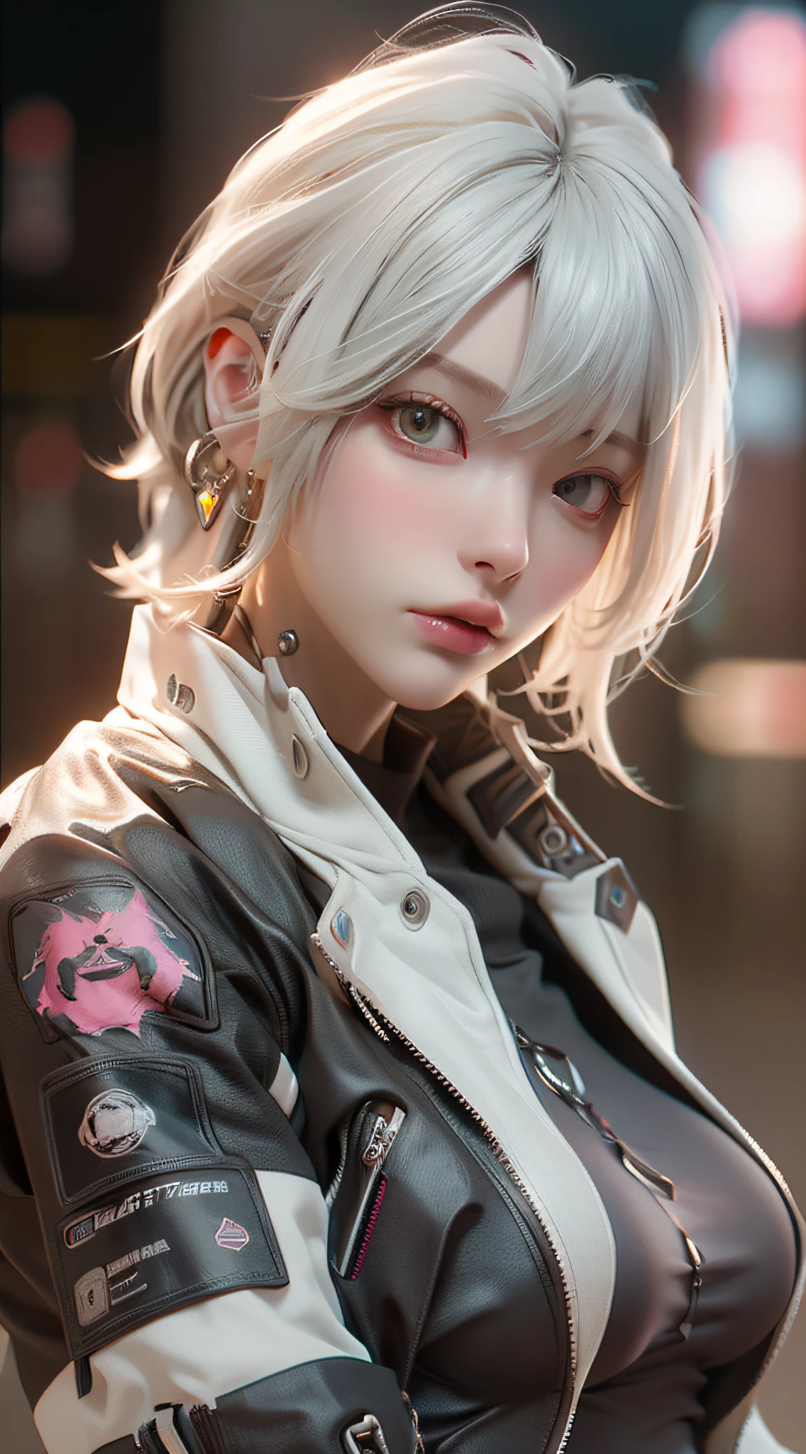 ((best qualtiy)), ((tmasterpiece)), (the detail:1.4), 3D, A beautiful cyberpunk female image,hdr(HighDynamicRange)Yellow hair,tattoo,Ray traching,NVIDIA RTX,Hyper-Resolution,Unreal 5,Subsurface scattering、PBR Texture、post-proces、Anisotropy Filtering、depth of fields、maximum definition and sharpness、Many-Layer Textures、Albedo e mapas Speculares、Surface coloring、Accurate simulation of light-material interactions、perfectly proportions、rendering by octane、Two-colored light、largeaperture、Low ISO、White balance、the rule of thirds、8K raw data、
