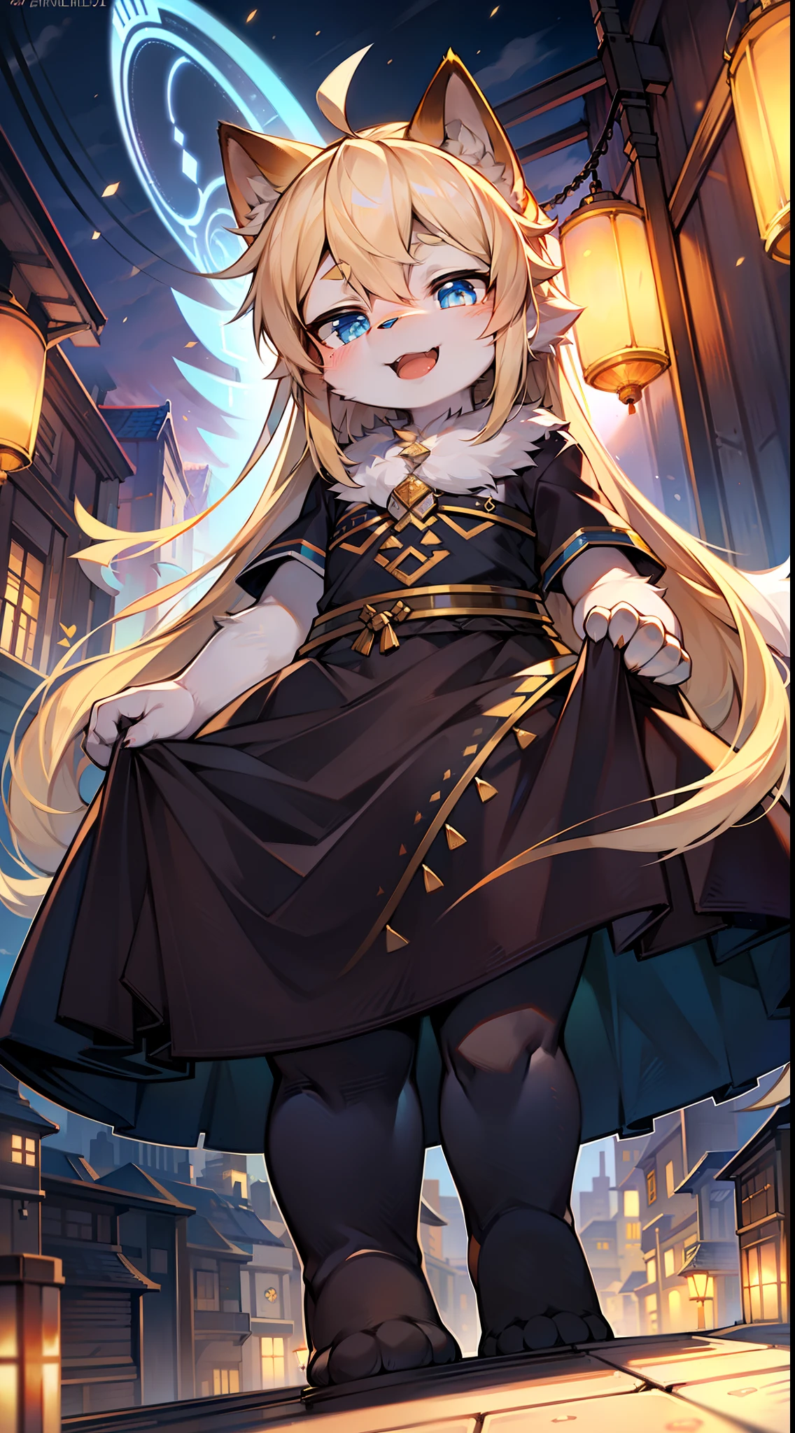 （1boys：1.3）， neko boy， （hairy pubic：1.5）， Light blue fur， eBlue eyes， blond hairbl， bodyfur， hyper cute face， Beautiful lights and shadows， ambient lights， Ultra-detailed fur， （full bodyesbian：1.1）， lighting perfect， light particules， （tmasterpiece）， （ultra - detailed）， Sharp focus， light particules， niji， Eye God， Blushlush， The color hair， long whitr hair， silber hair， ssmile， 独奏， looking at viewert， ssmile， 独奏， hairy pubic， Animal ear villi， Open your clothes， coda， with her mouth open， （Best quality at best） JW3， （Chinese art）， long  skirt， depth of fields，vectorial，Line art，furry